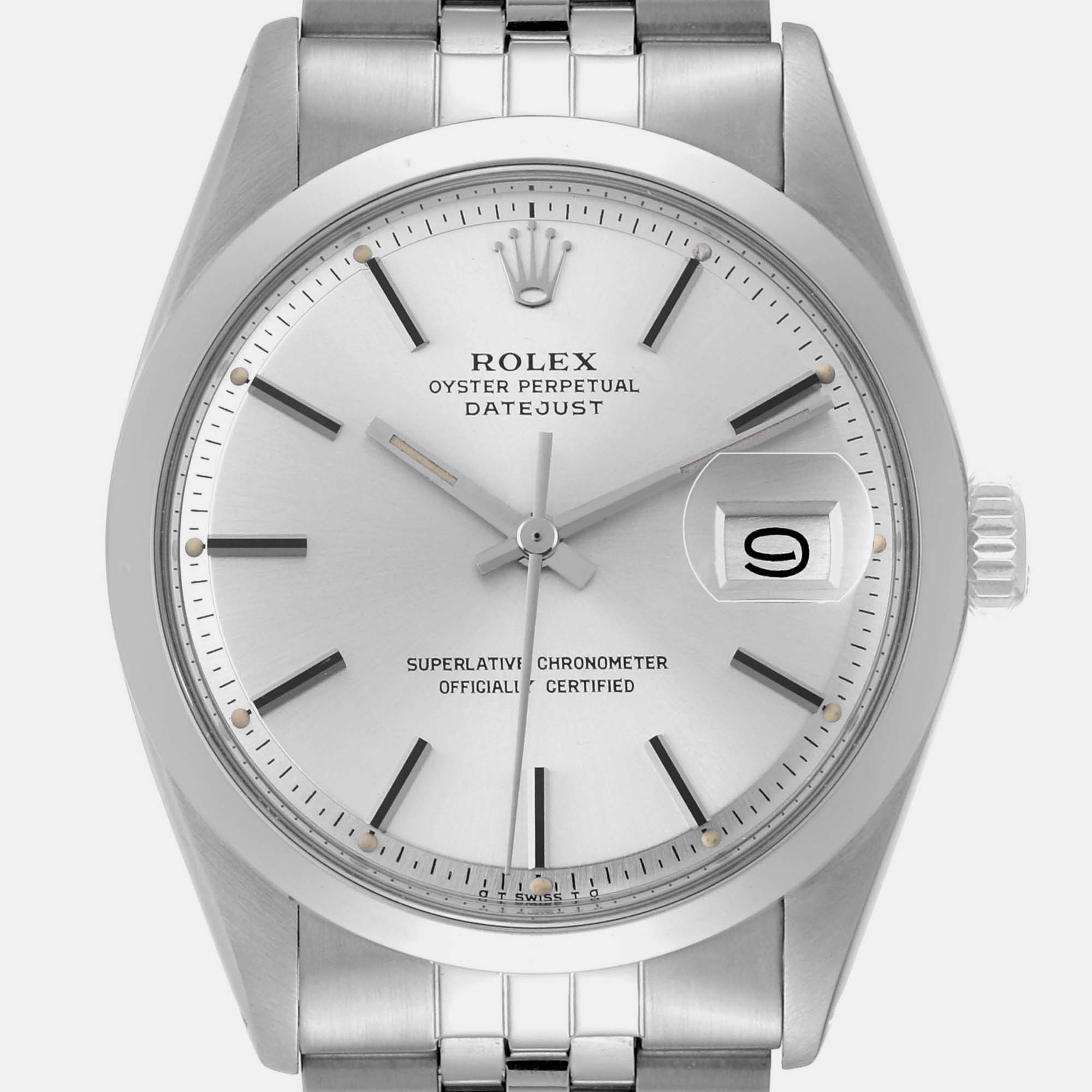 Rolex Datejust Silver Dial Steel Vintage Mens Watch 1600