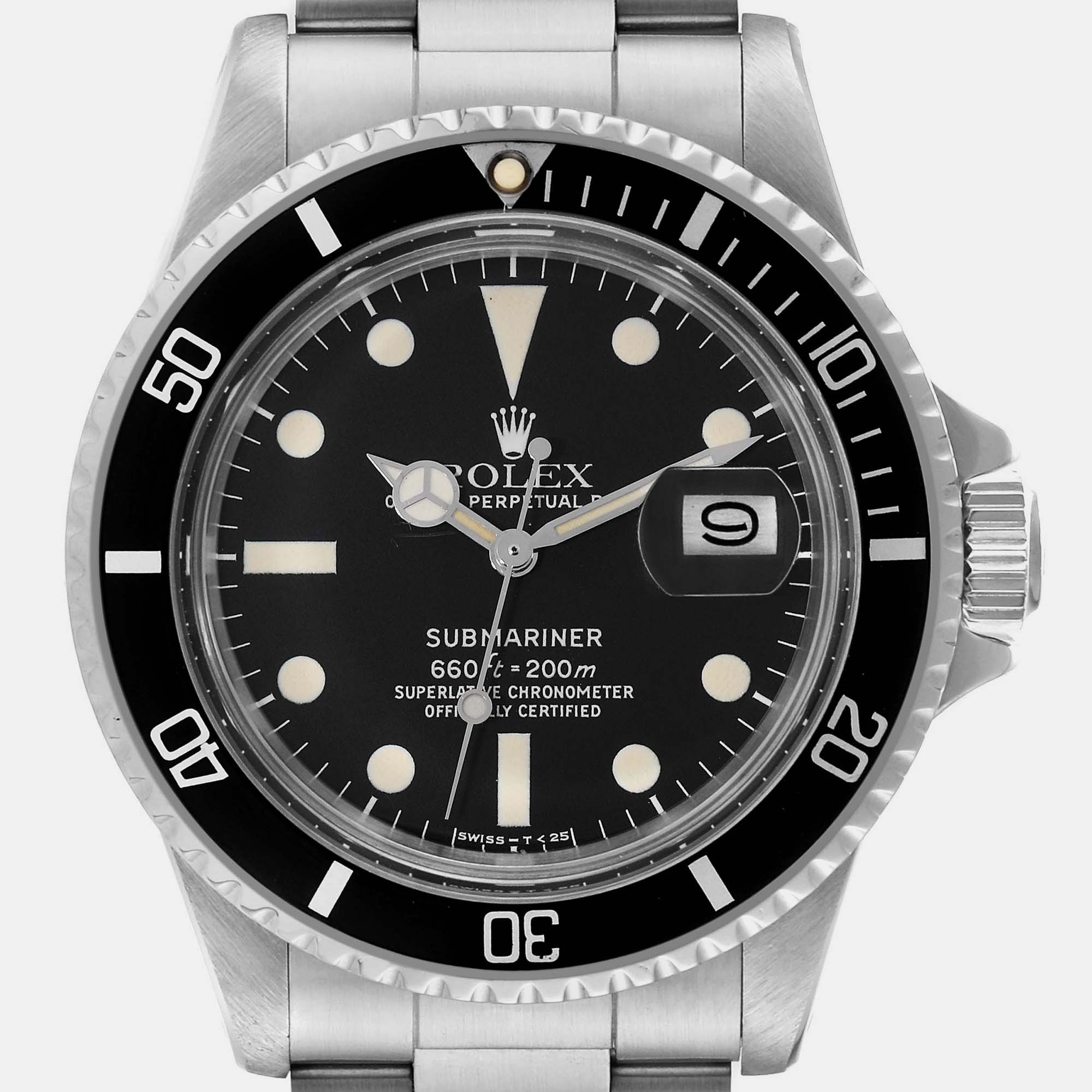Rolex Submariner Date Steel Black Dial Mens Vintage Watch 1680