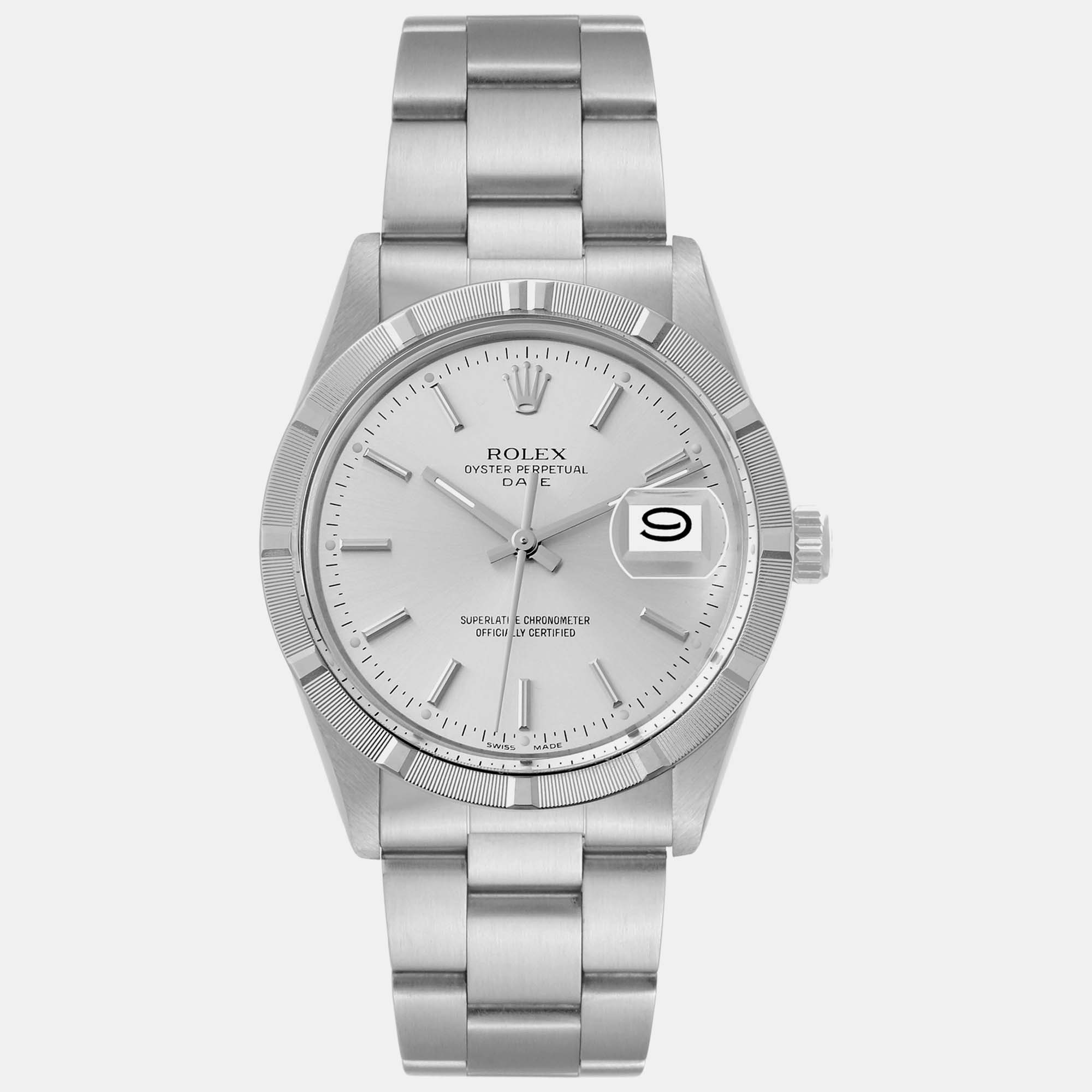 Rolex Date Steel Silver Dial Vintage Mens Watch 15010