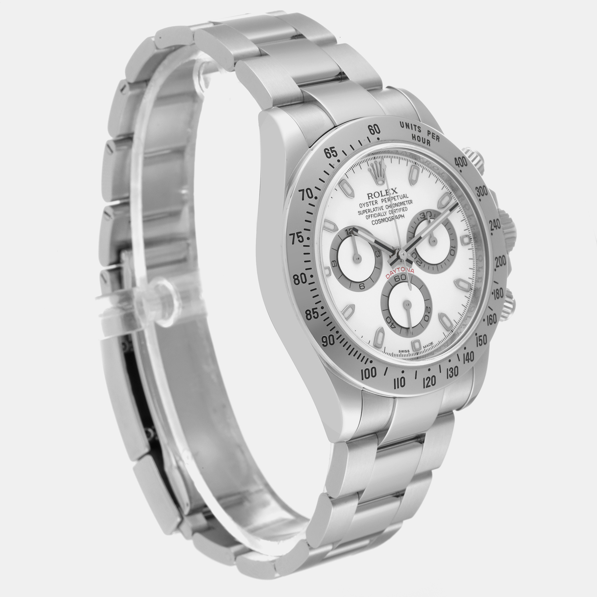 Rolex Daytona White Dial Chronograph Steel Mens Watch 116520 40 Mm