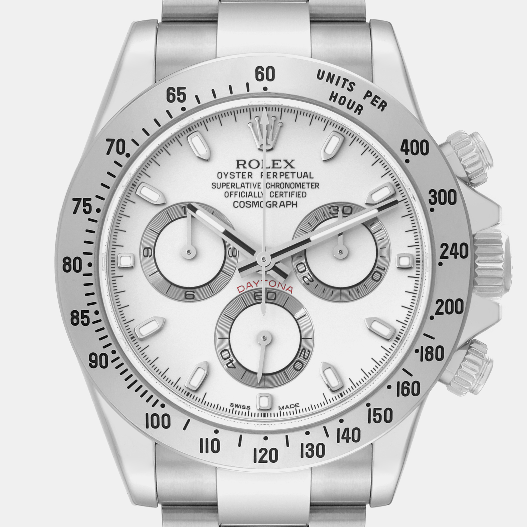Rolex Daytona White Dial Chronograph Steel Mens Watch 116520 40 Mm