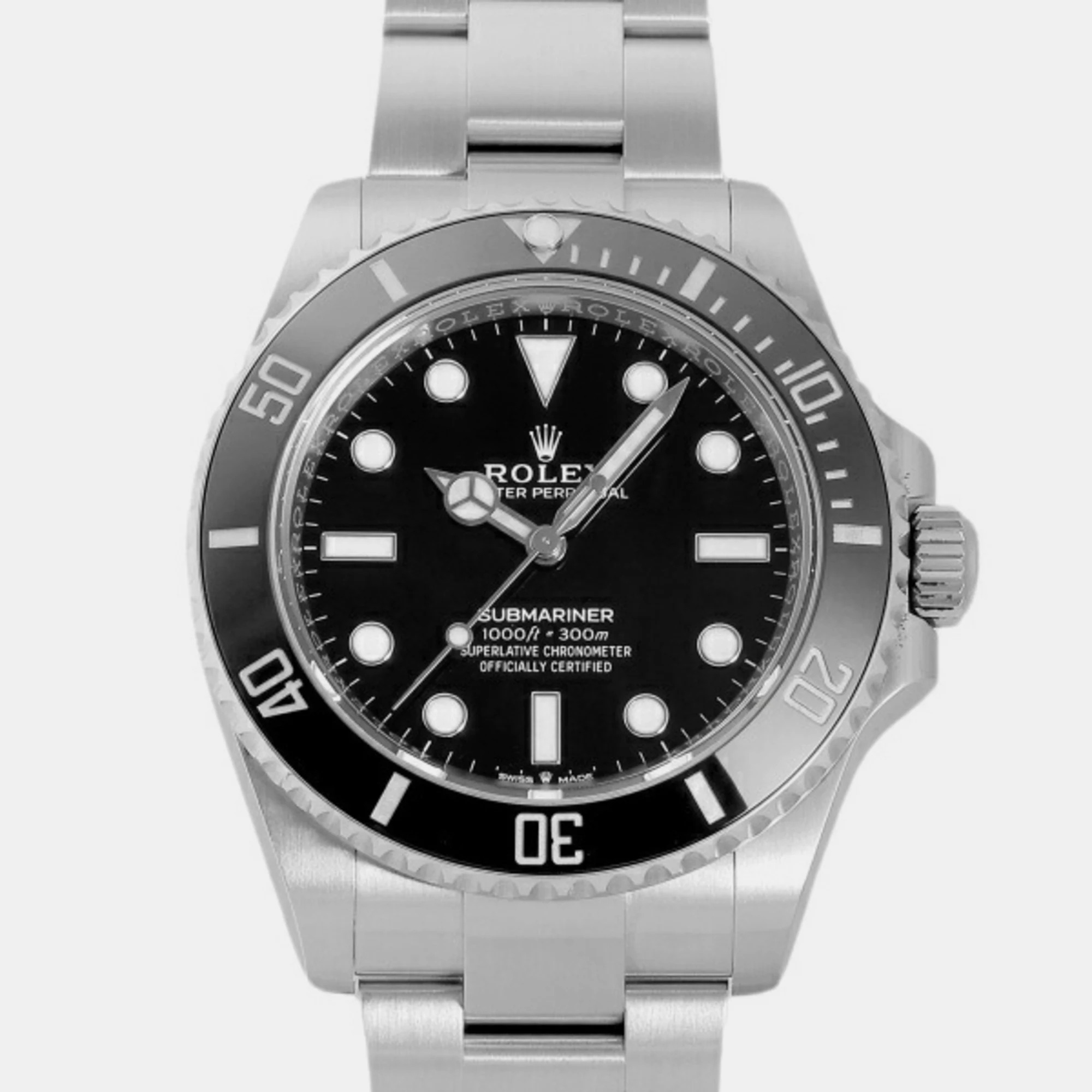 Rolex Black Stainless Steel And Ceramic Submariner 124060 Automatic Men's Wristwatch 41 Mm