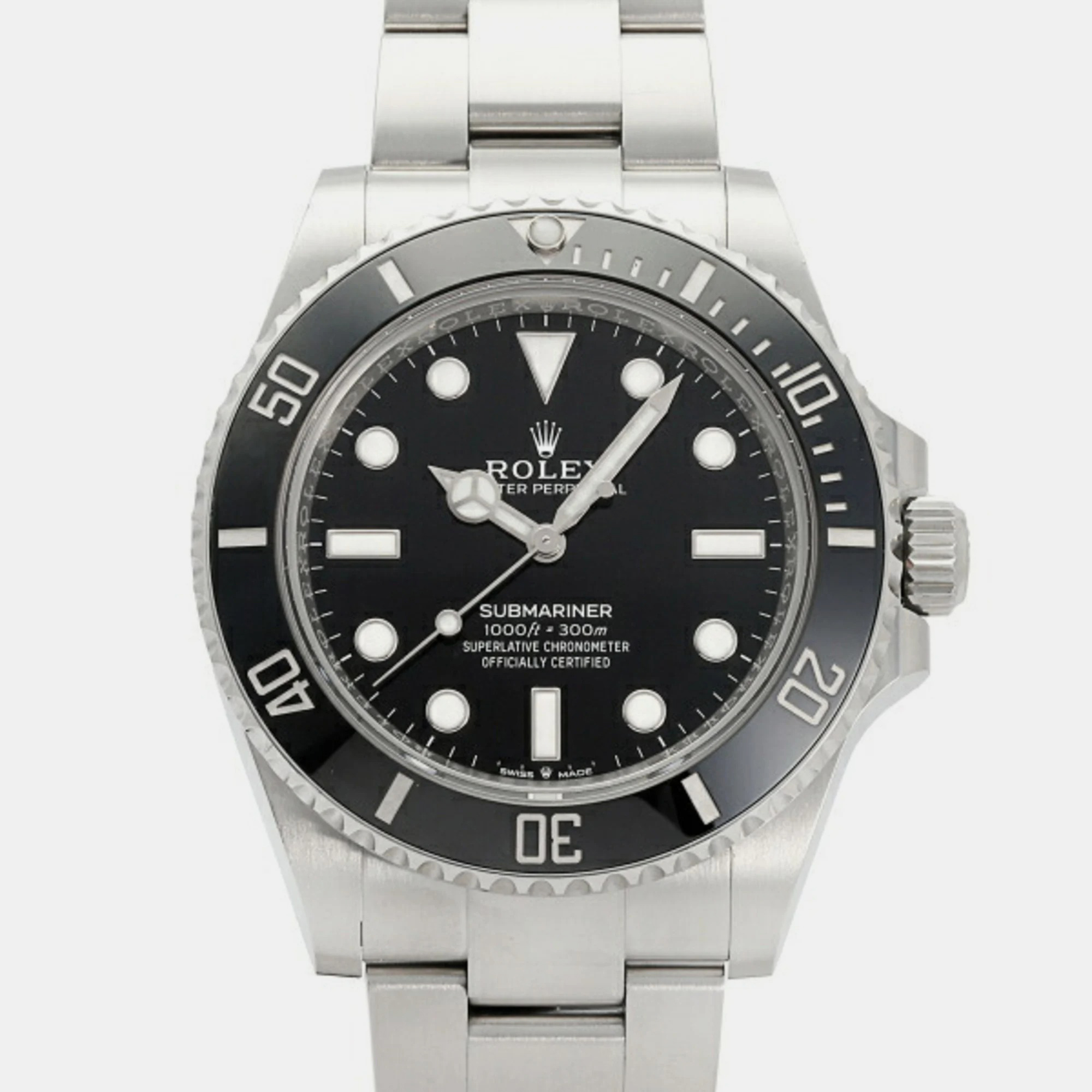 Rolex Black Stainless Steel Submariner 124060 Automatic Men's Wristwatch 41 Mm