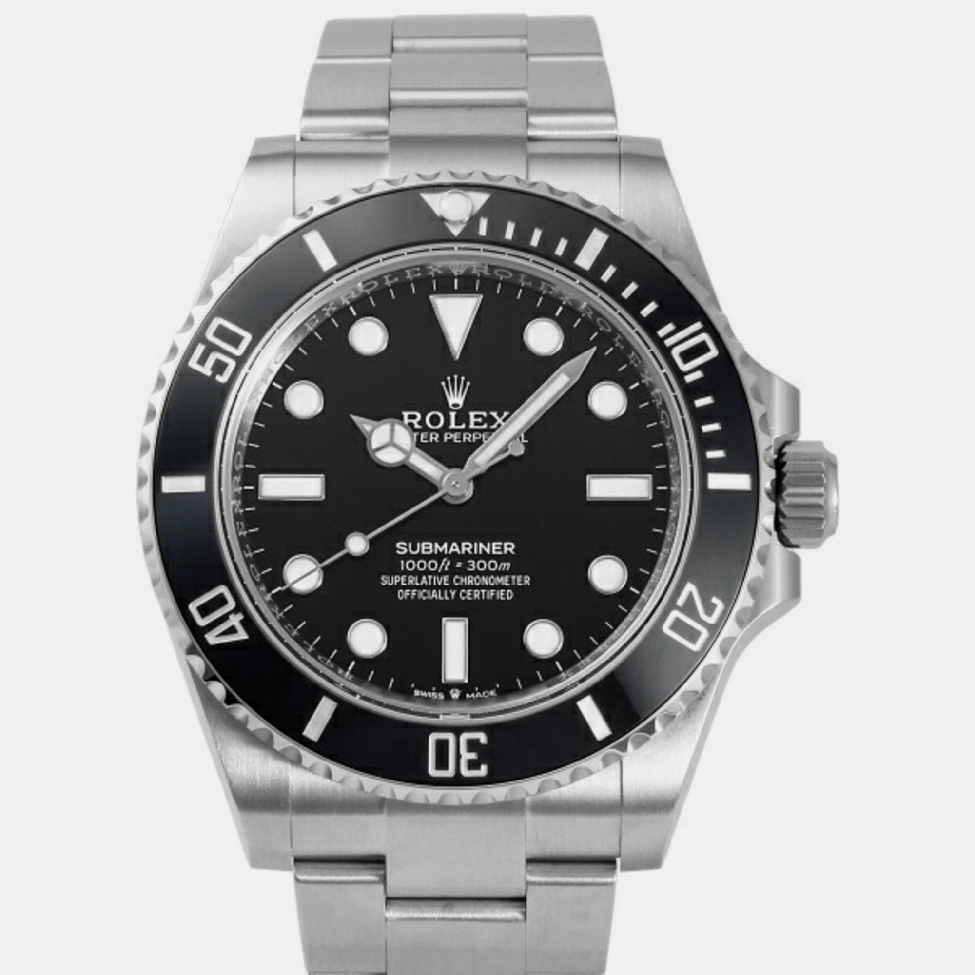 Rolex Black Stainless Steel Submariner 124060 Automatic Men's Wristwatch 41 Mm