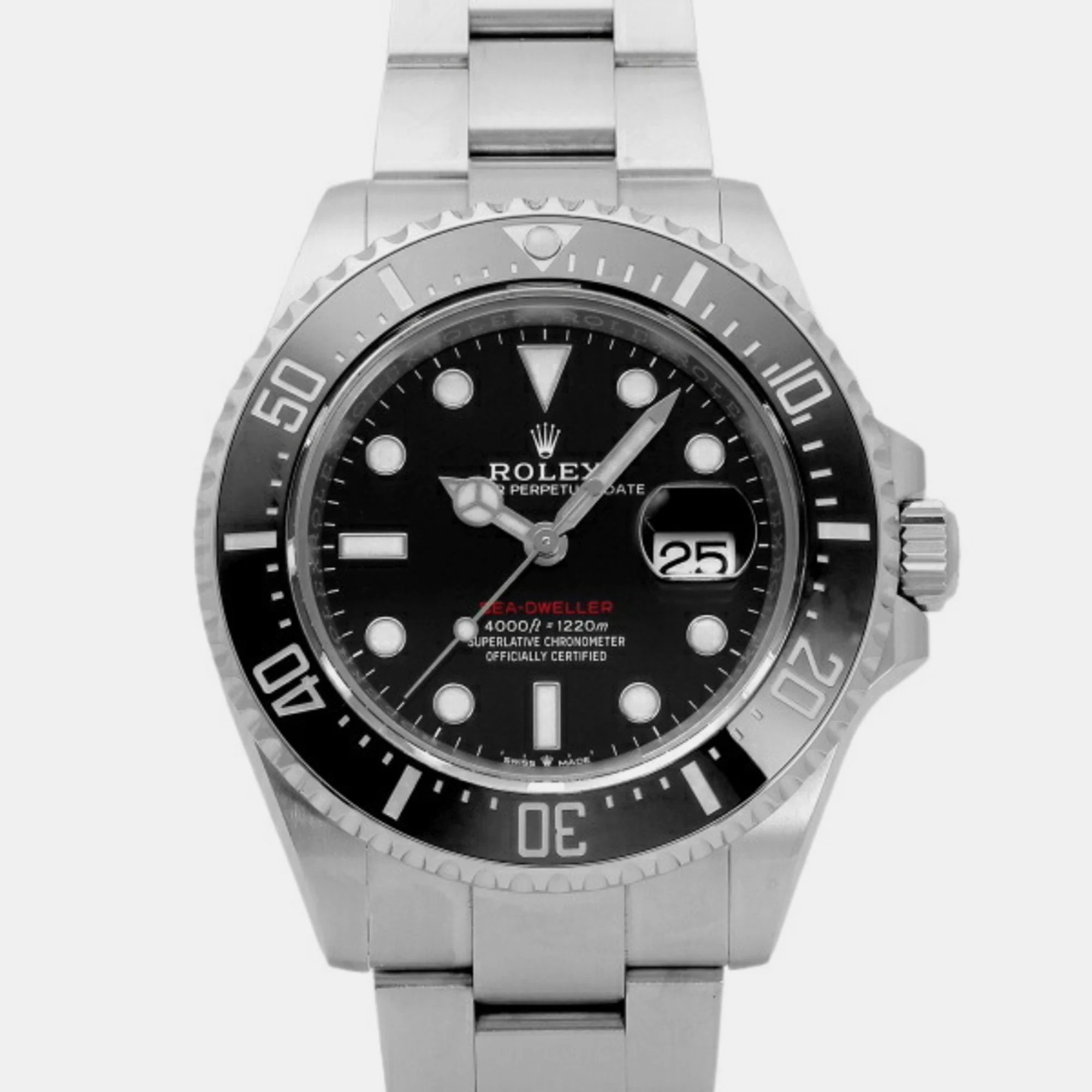 Rolex Black Stainless Steel And Ceramic Sea-Dweller 126600 Automatic Men's Wristwatch 43 Mm