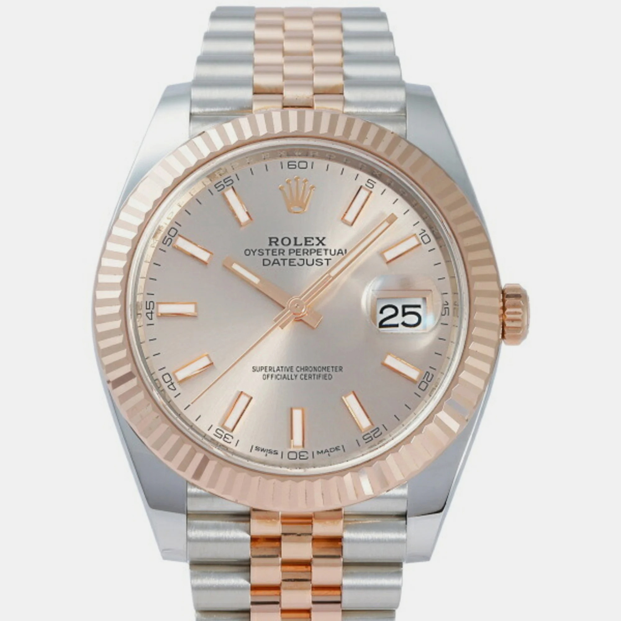 Rolex Sundust 18k Rose Gold And Stainless Steel Datejust 126331 Automatic Men's Wristwatch 41 Mm