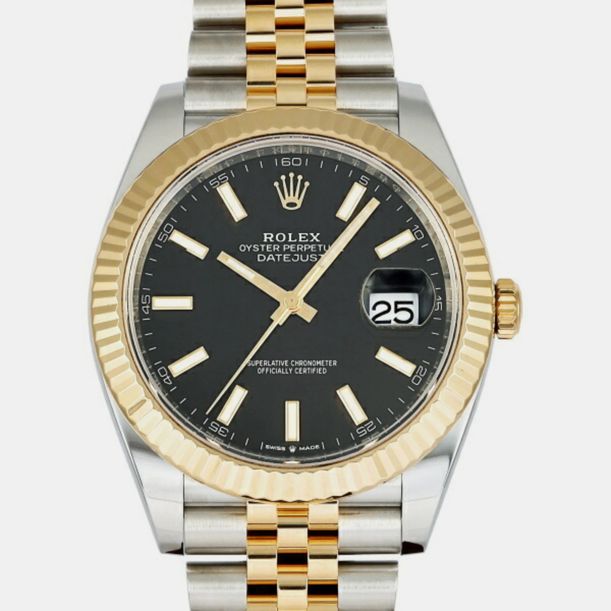 Rolex Black 18k Yellow Gold And Stainless Steel Datejust 126333 Automatic Men's Wristwatch 41 Mm