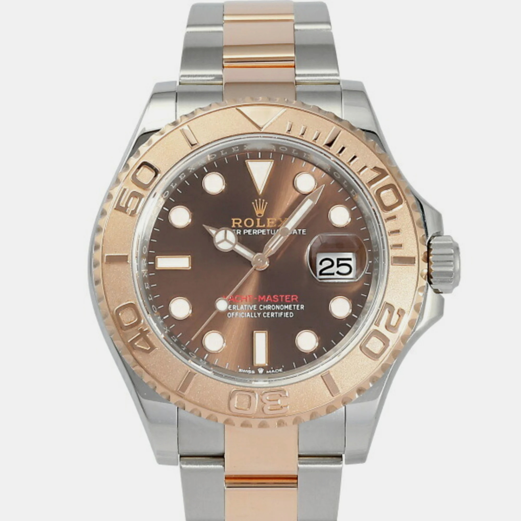 Rolex Brown 18k Rose Gold And Stainless Steel Yacht-Master 126621 Automatic Men's Wristwatch 40 Mm
