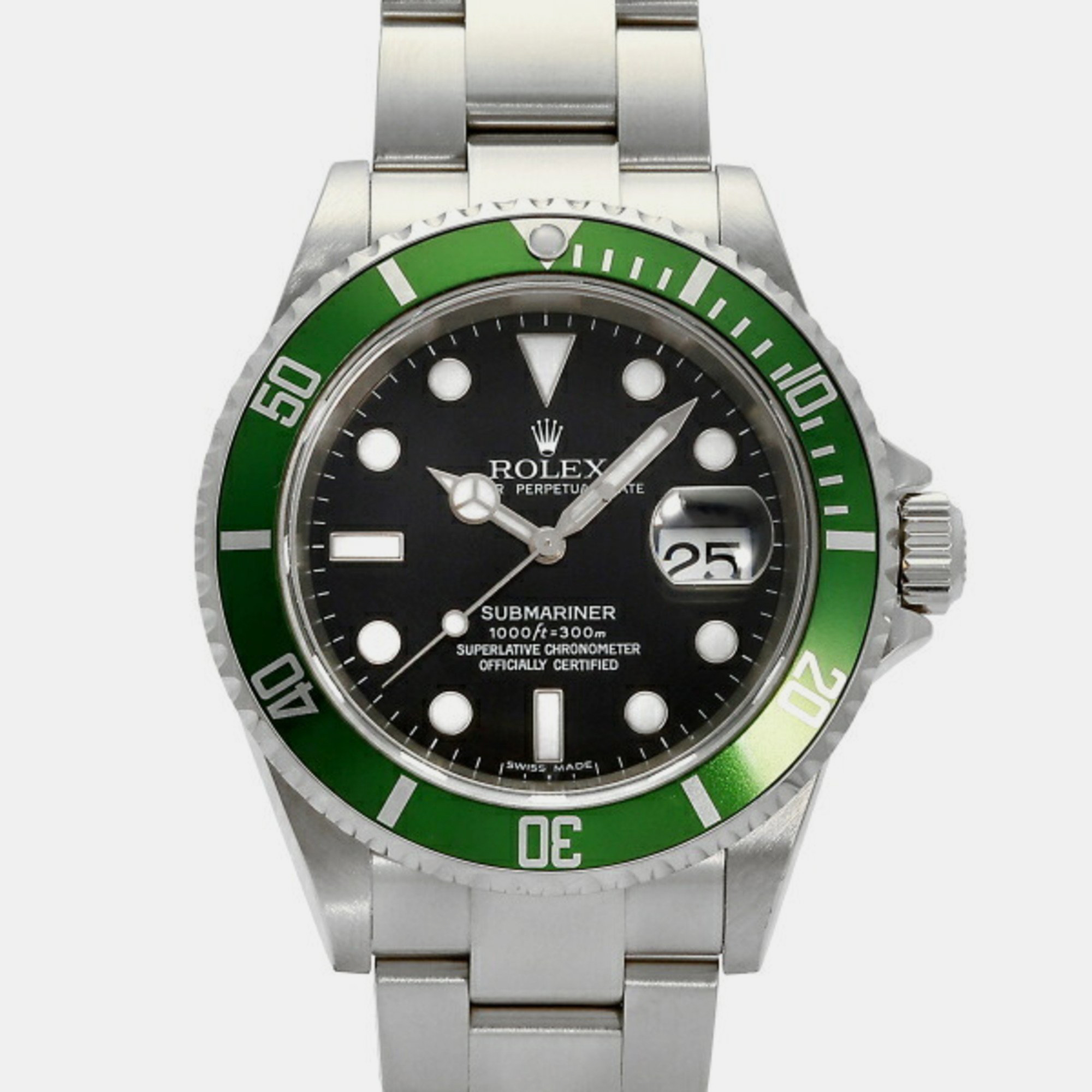 Rolex Black Stainless Steel And Ceramic Submariner 16610LV Automatic Men's Wristwatch 40 Mm
