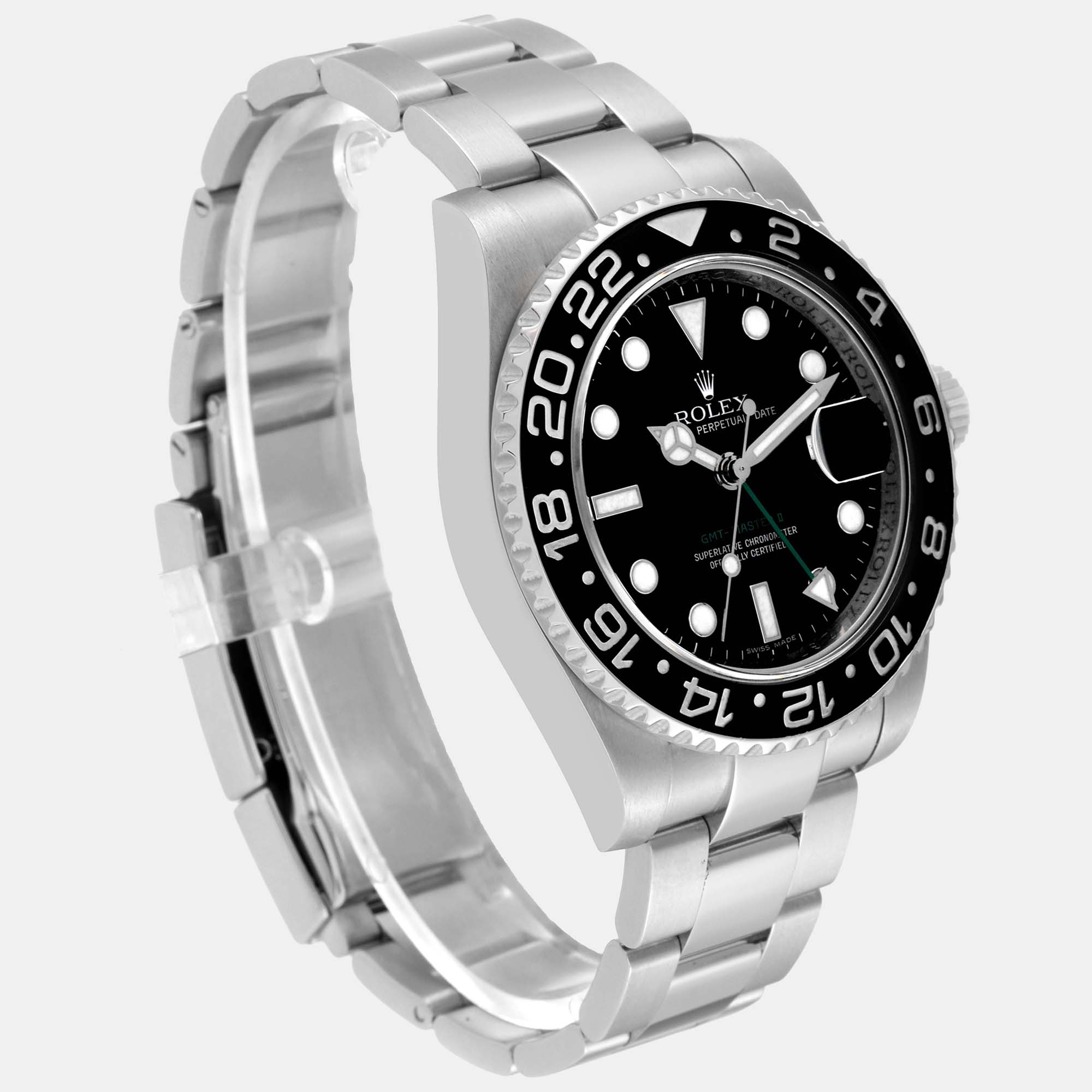 Rolex GMT Master II Black Dial Green Hand Steel Mens Watch 116710 40 Mm