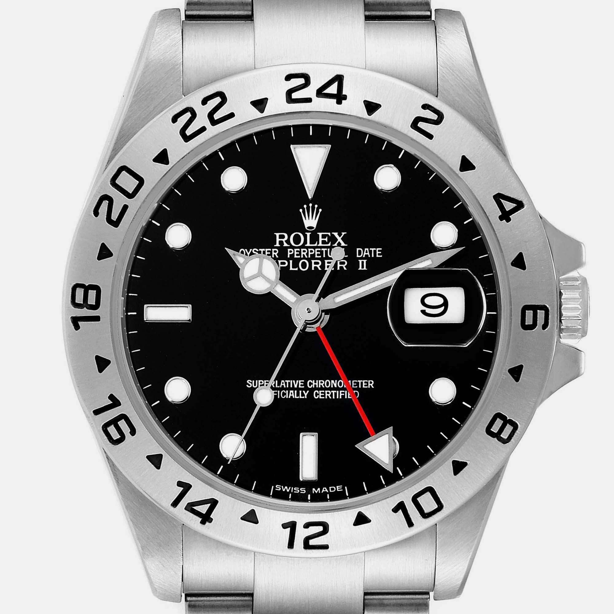 Rolex Explorer II Black Dial Steel Mens Watch 16570 40 Mm