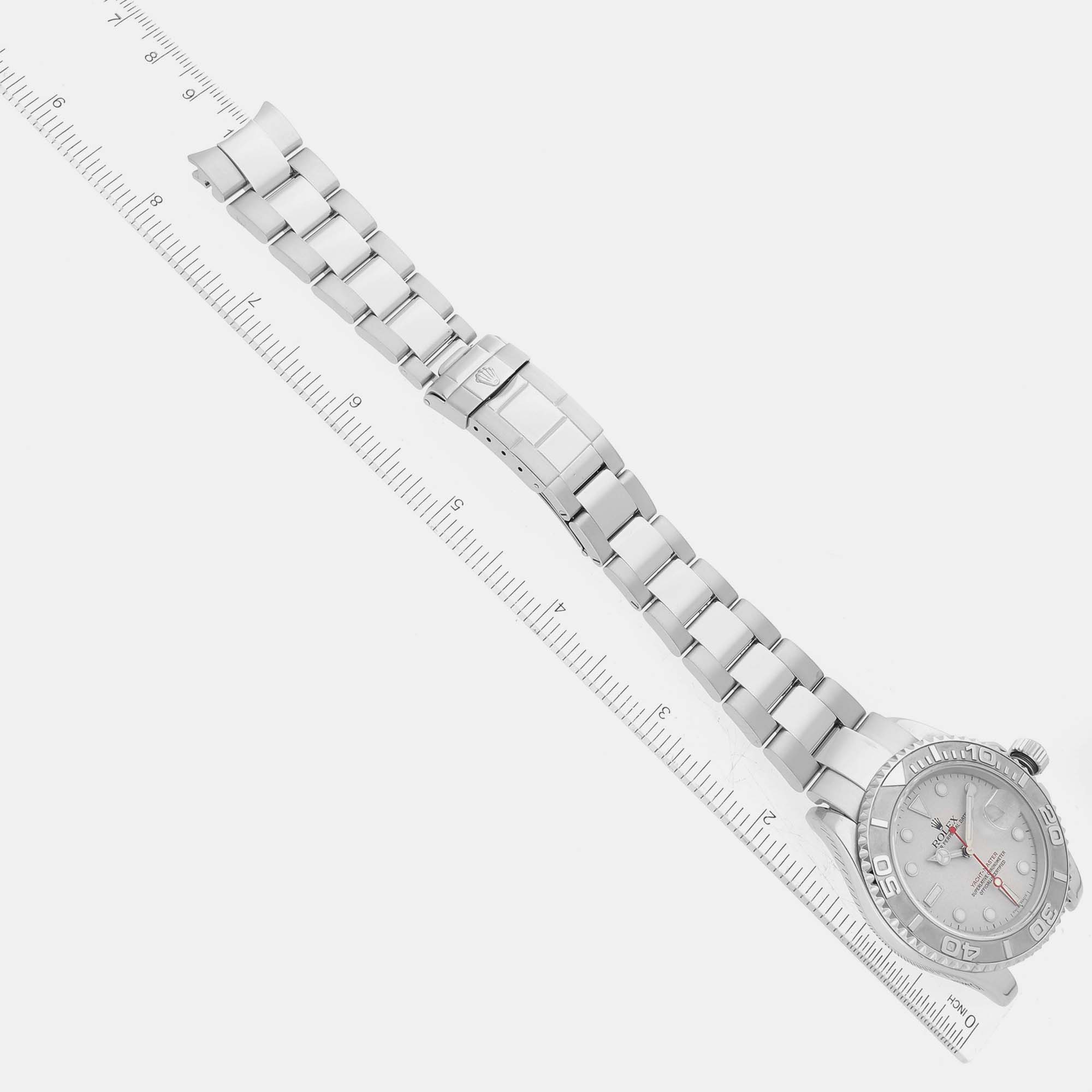 Rolex Yachtmaster Silver Dial Platinum Bezel Steel Men's Watch 16622 40 Mm