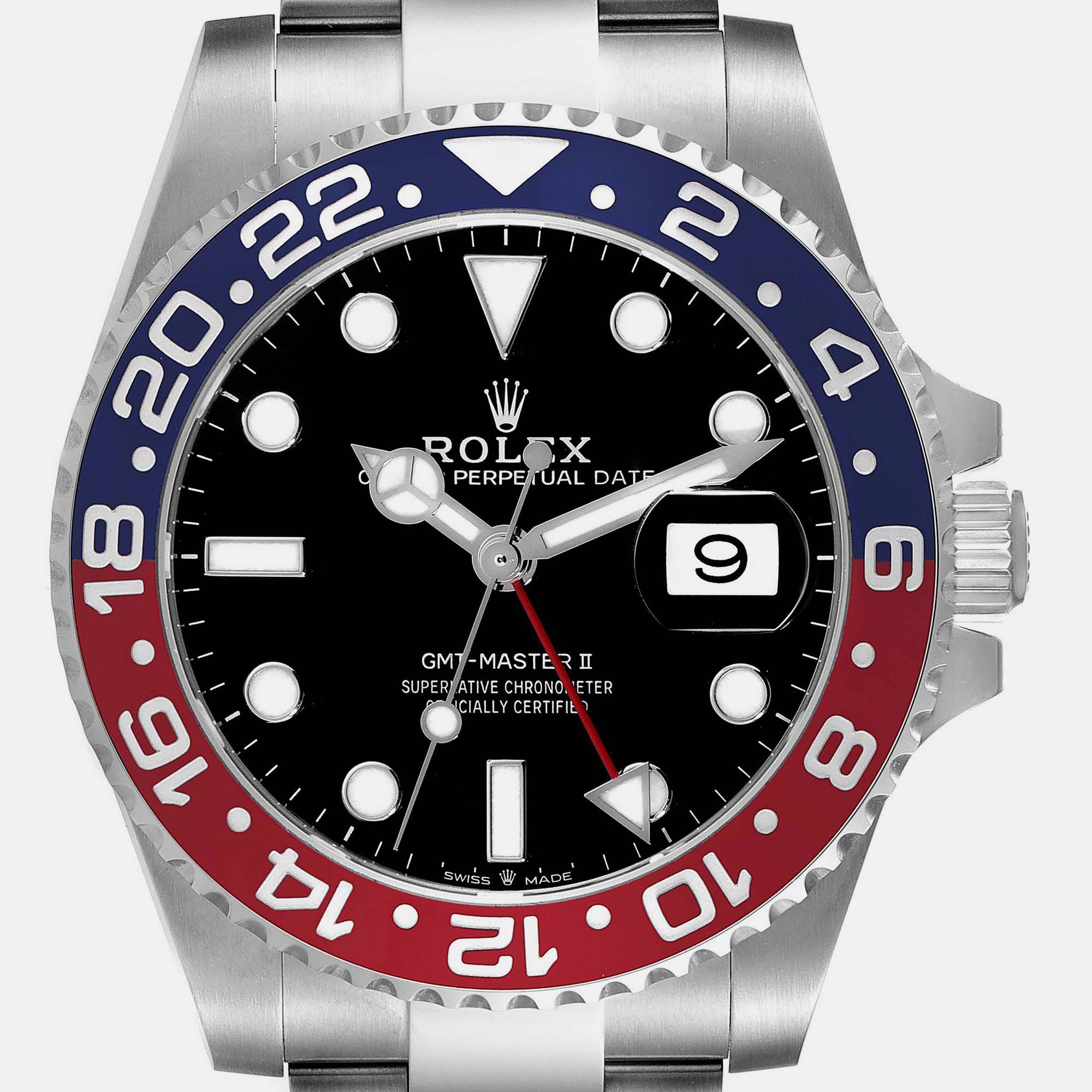 Rolex GMT Master II Pepsi Bezel Oyster Bracelet Steel Men's Watch 126710 40 Mm