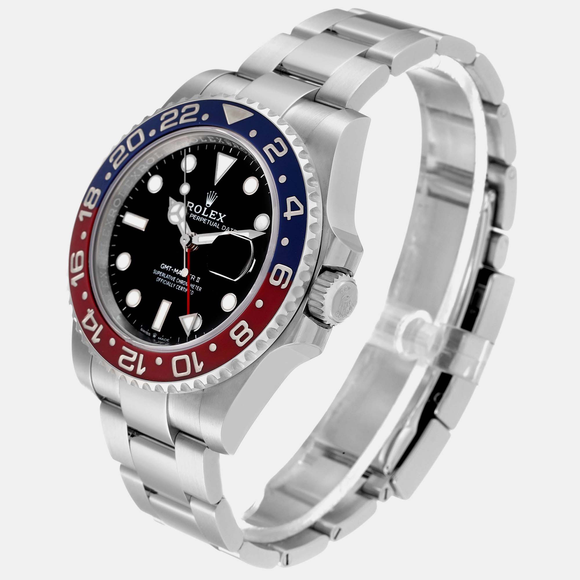 Rolex GMT Master II Pepsi Bezel Oyster Bracelet Steel Men's Watch 126710 40 Mm