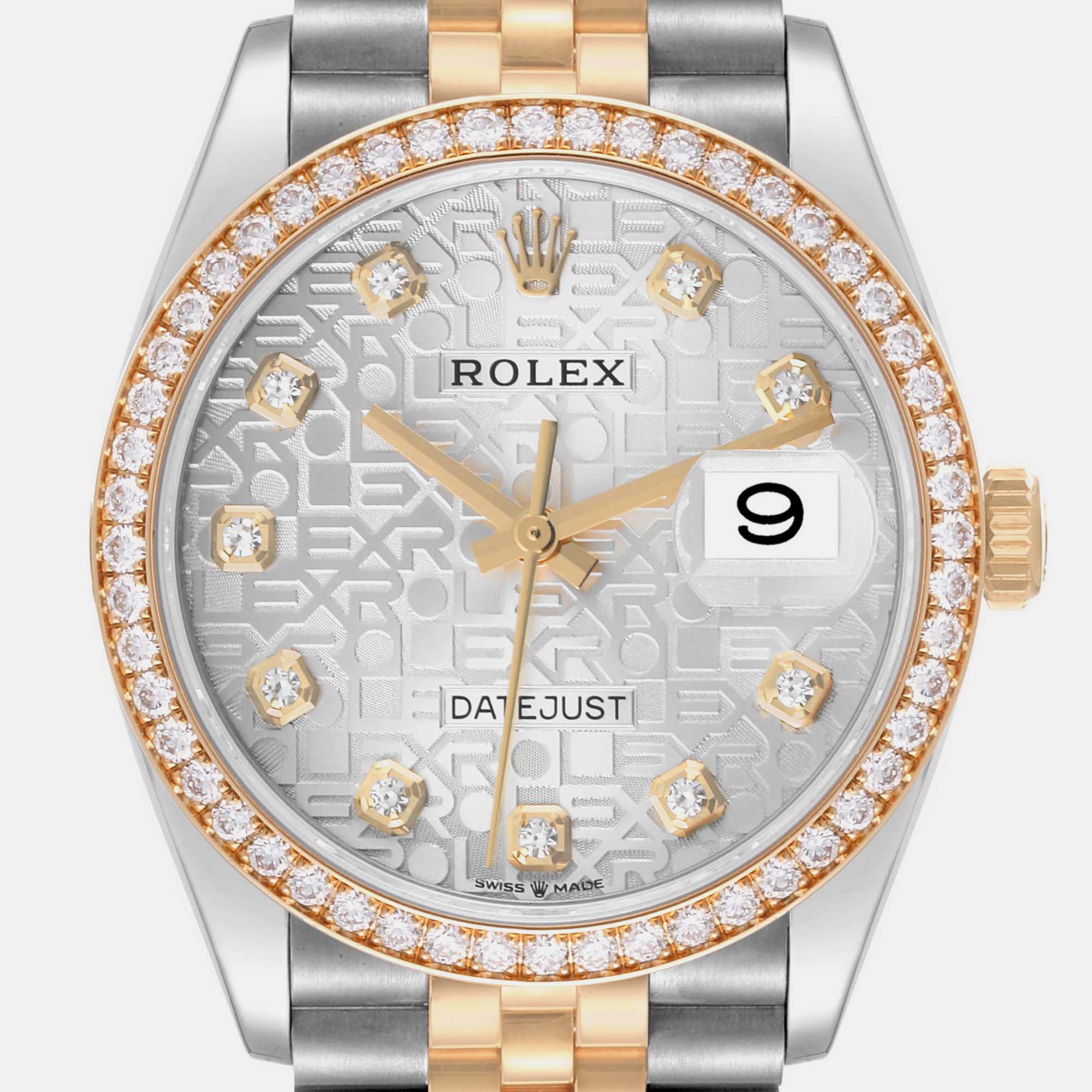 Rolex Datejust Steel Yellow Gold Anniversary Diamond Mens Watch 126283