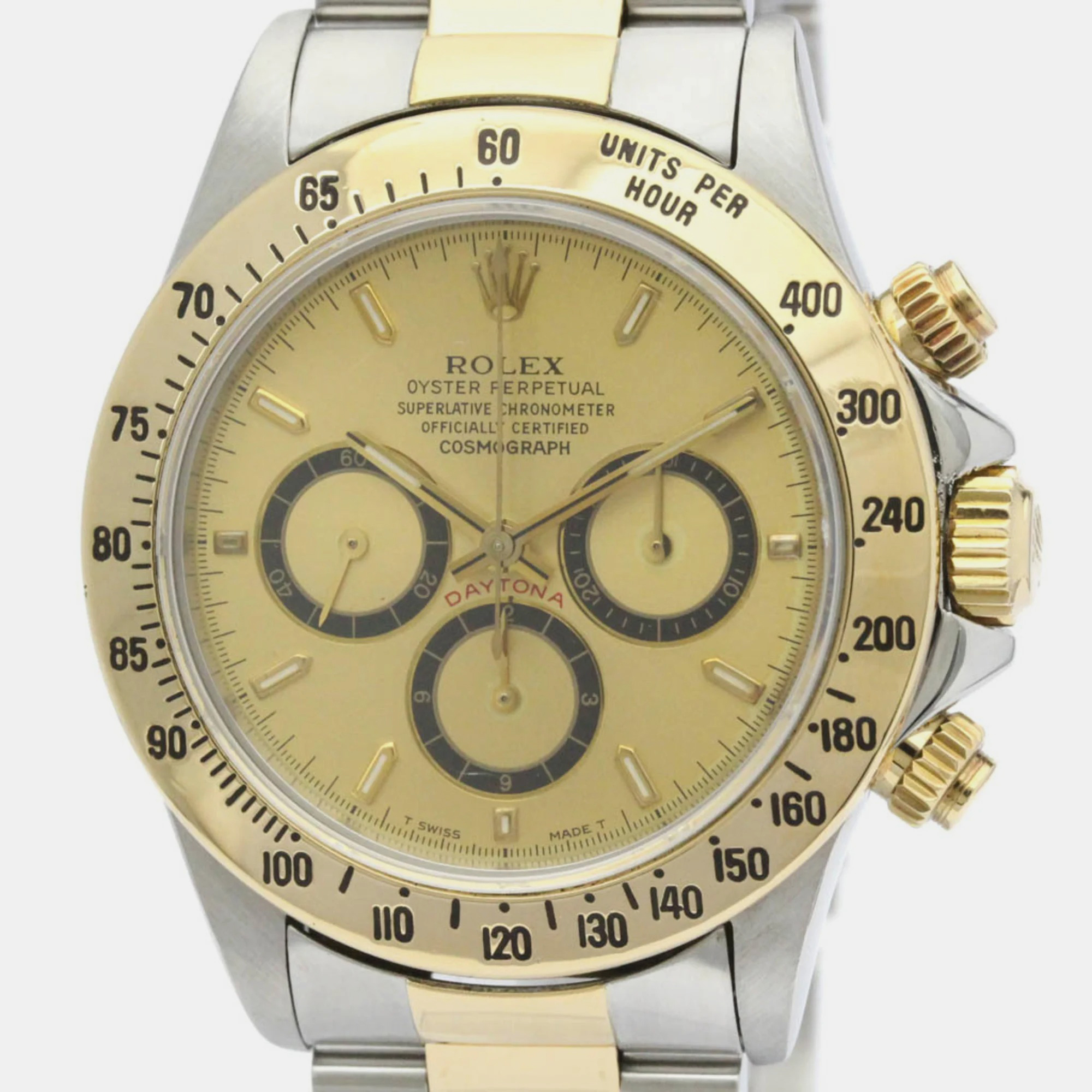 Rolex Champagne 18k Yellow Gold And Stainless Steel Cosmograph Daytona 16523 Automatic Men's Wristwatch 40 Mm