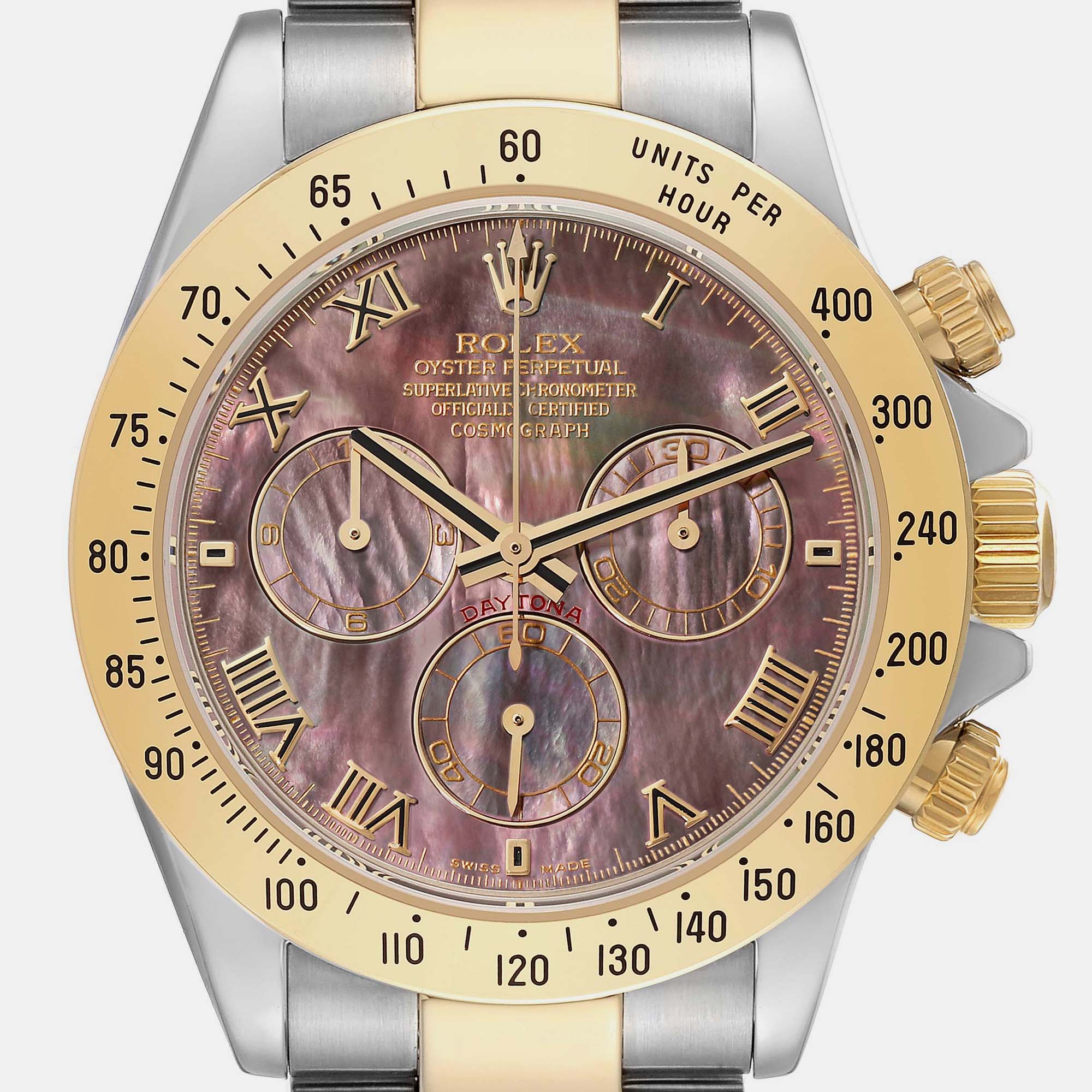 Rolex Daytona Yellow Gold Steel Mother Of Pearl Mens Watch 116523  40 Mm
