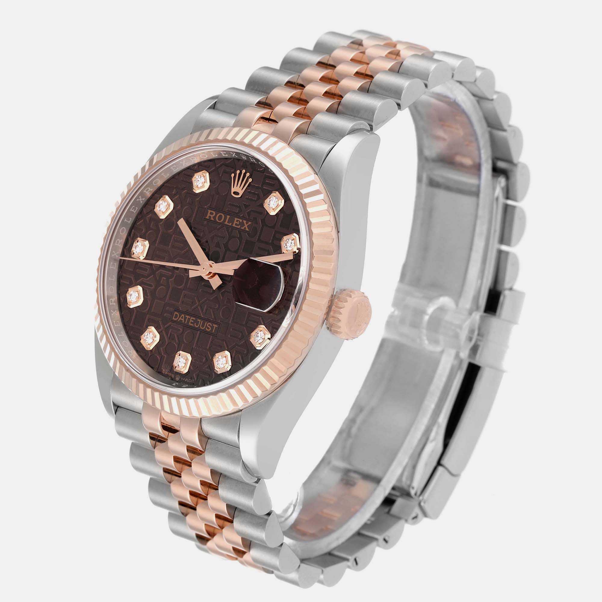 Rolex Datejust Chocolate Anniversary Steel Rose Gold Diamond Mens Watch 126231