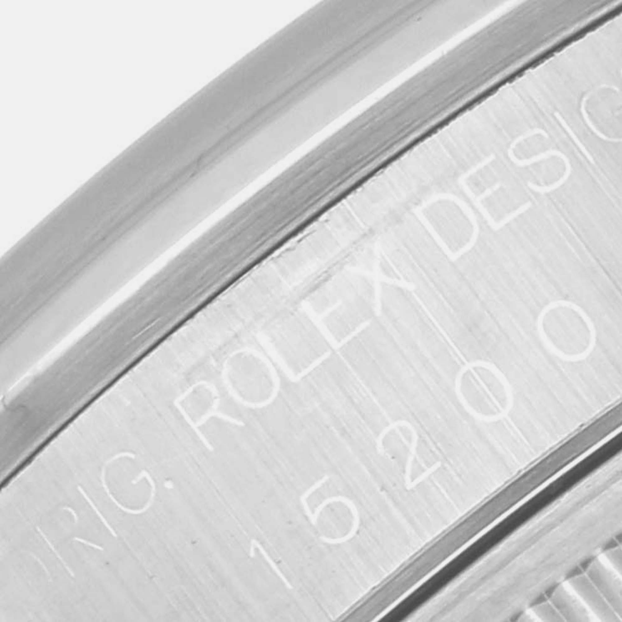 Rolex Date Blue Dial Smooth Bezel Steel Mens Watch 15200