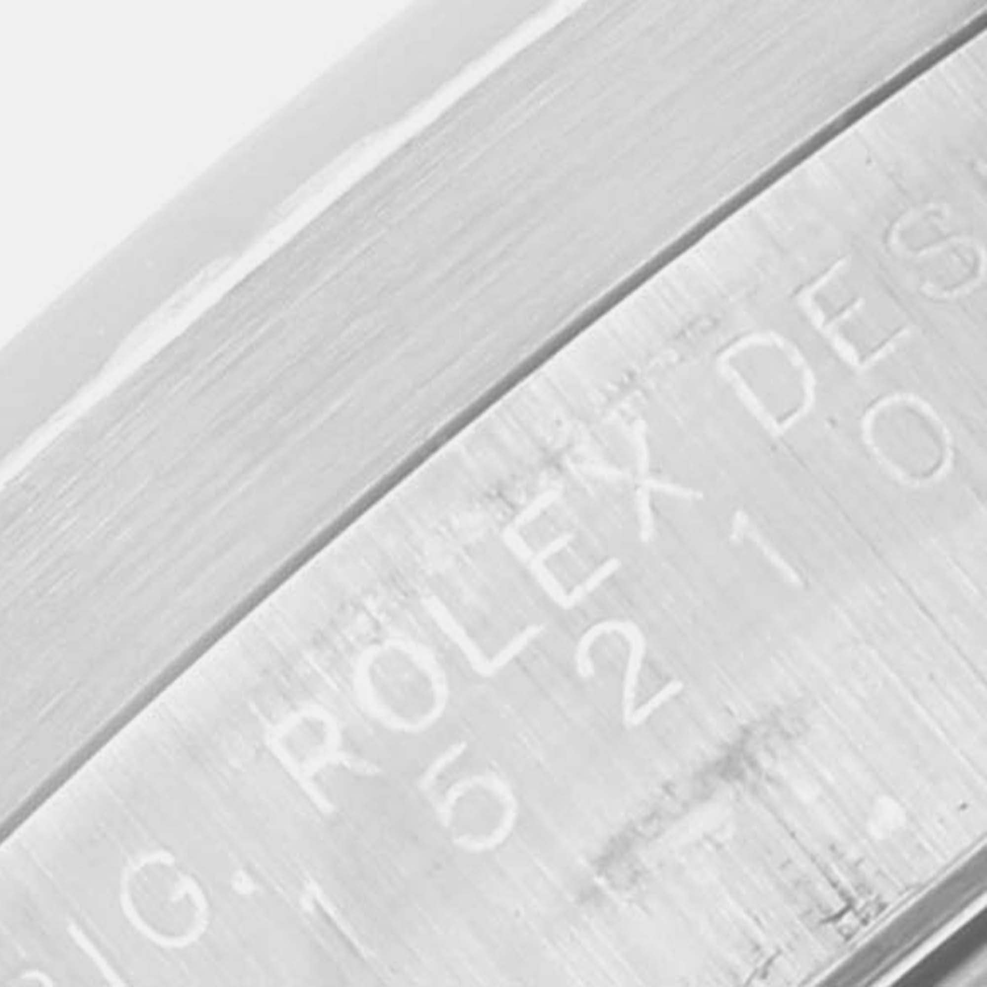 Rolex Date Blue Dial Engine Turned Bezel Steel Mens Watch 15210 34 Mm