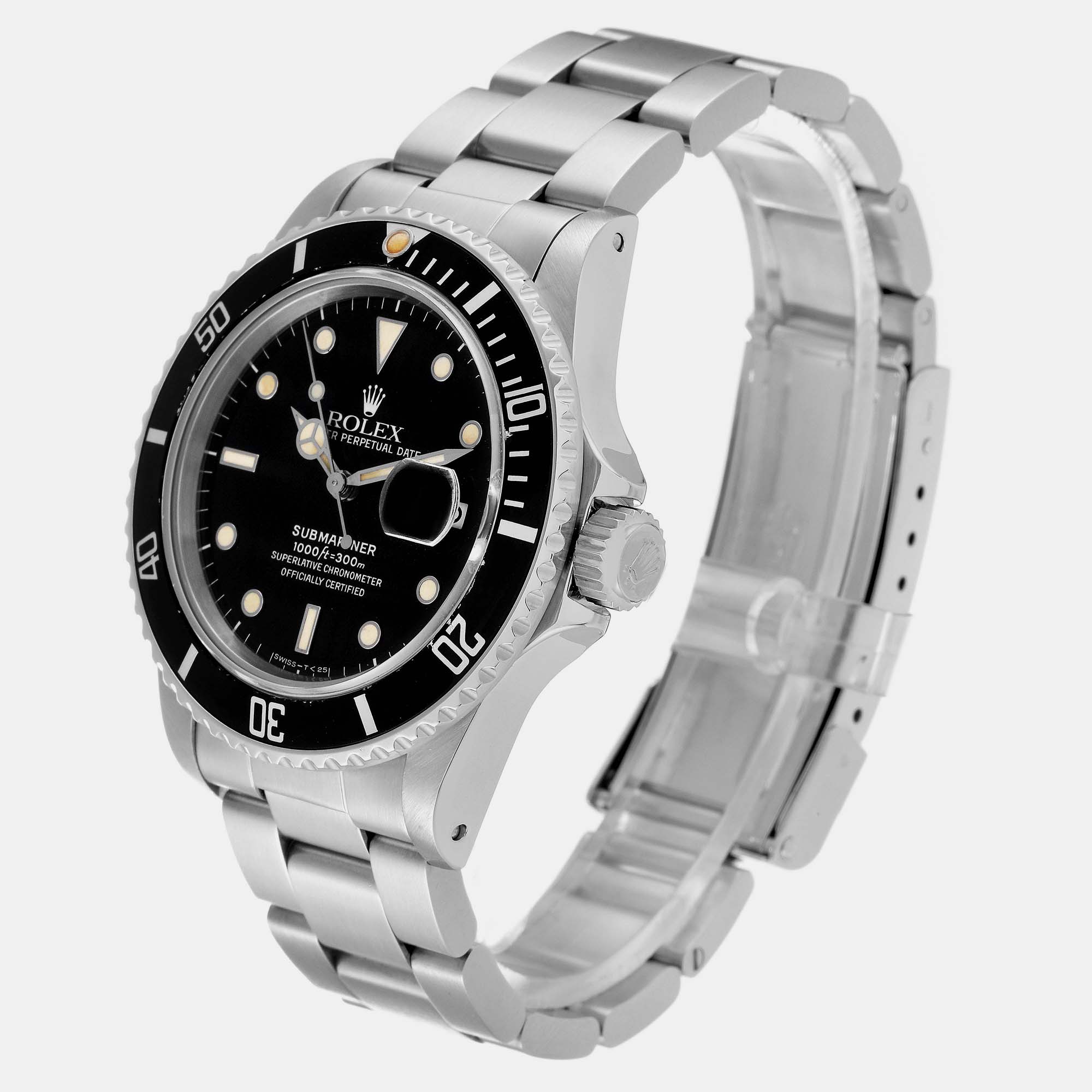 Rolex Submariner Date 4 Liner Steel Mens Vintage Watch 16800 40 Mm