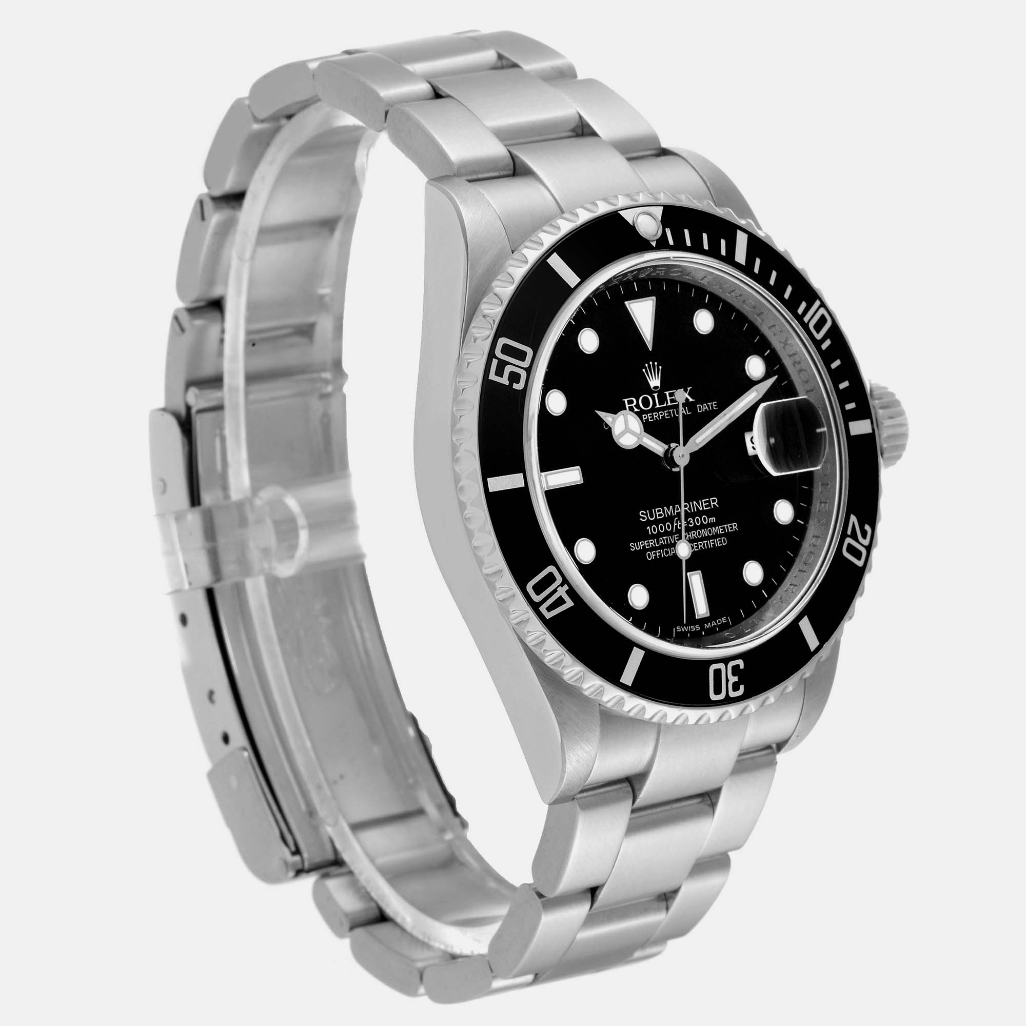 Rolex Submariner Date 4 Liner Black Dial Steel Mens Watch 16610
