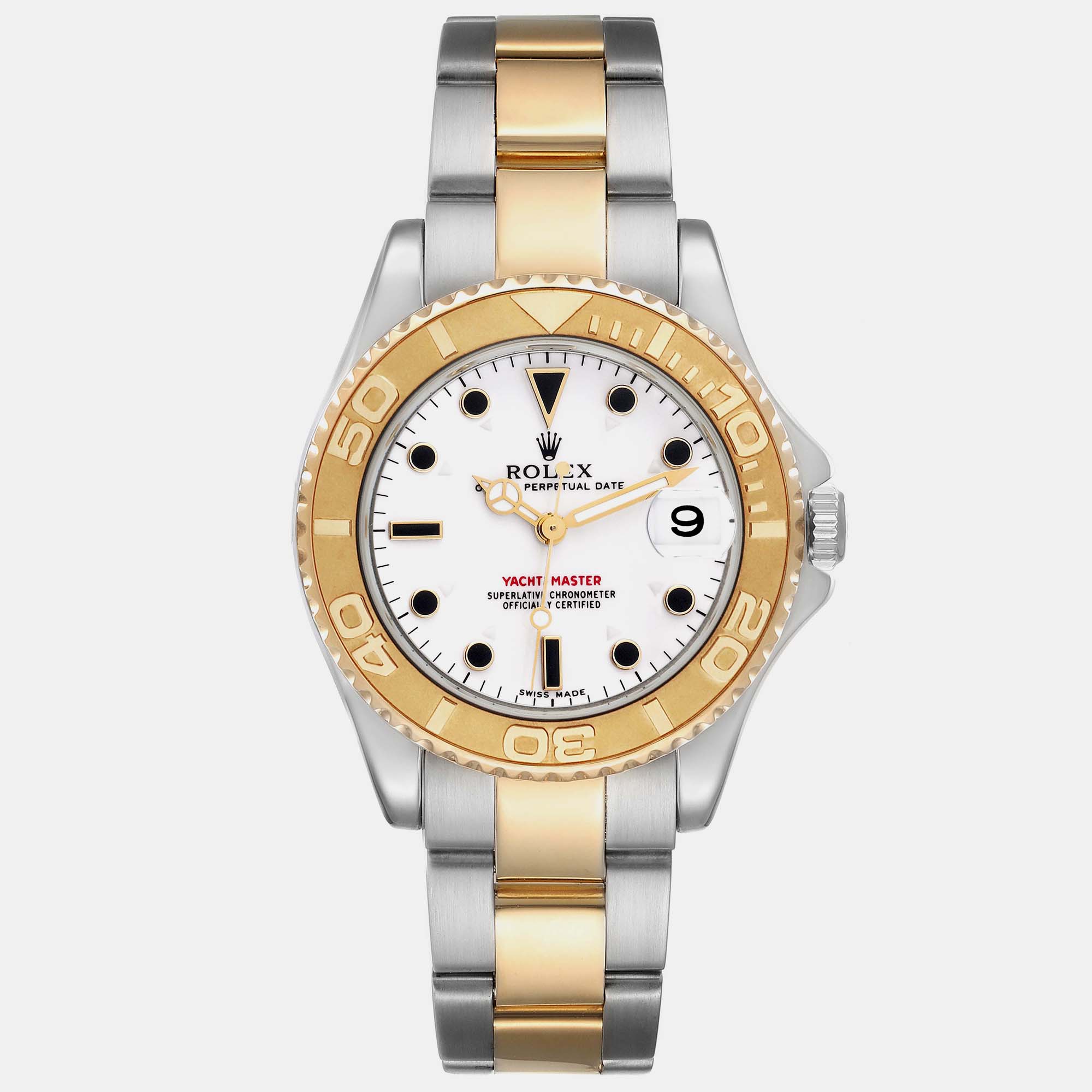 Rolex Yachtmaster Midsize Steel Yellow Gold Mens Watch 168623 35 Mm