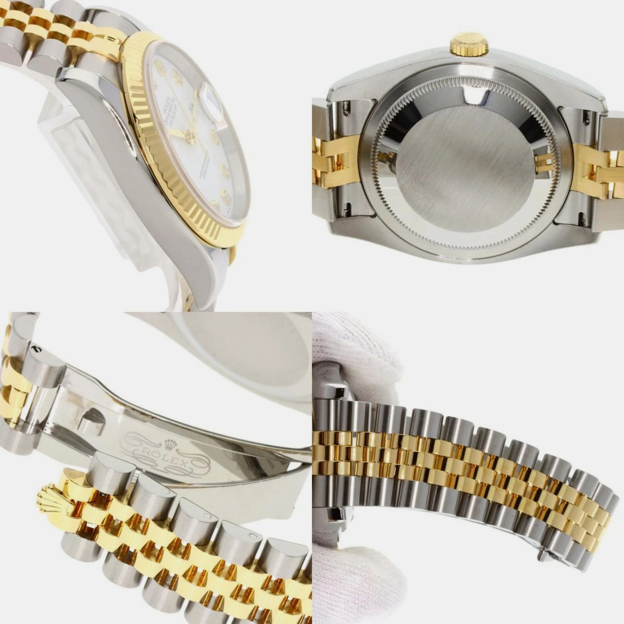Rolex White  Diamond 18k Yellow Gold And Stainless Steel Datejust 116233 Automatic Men's Wristwatch 36 Mm