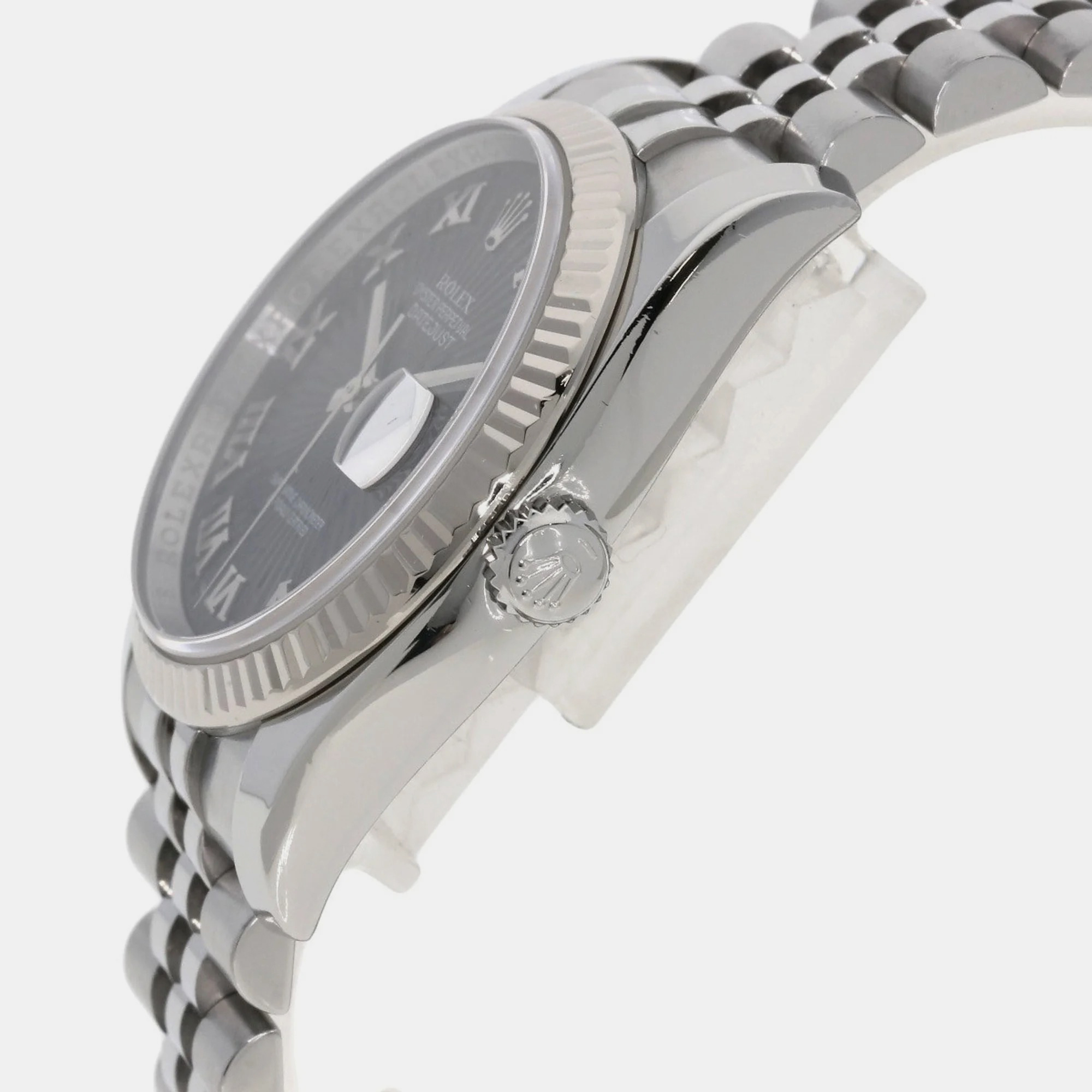 Rolex Black Stainless Steel Datejust 116234 Automatic Men's Wristwatch 36 Mm