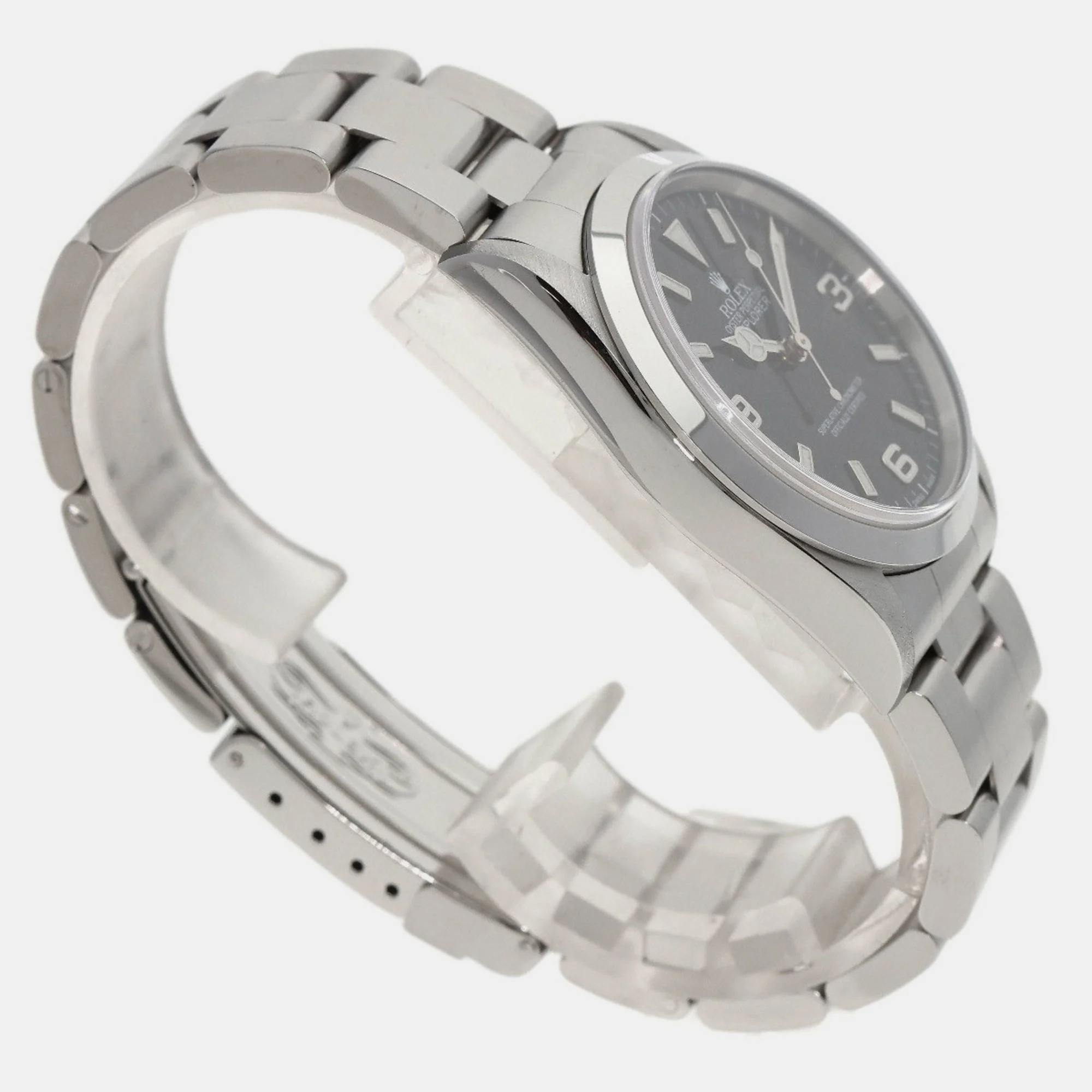 Rolex Black Stainless Steel Explorer 14270 Automatic Men's Wristwatch 36 Mm