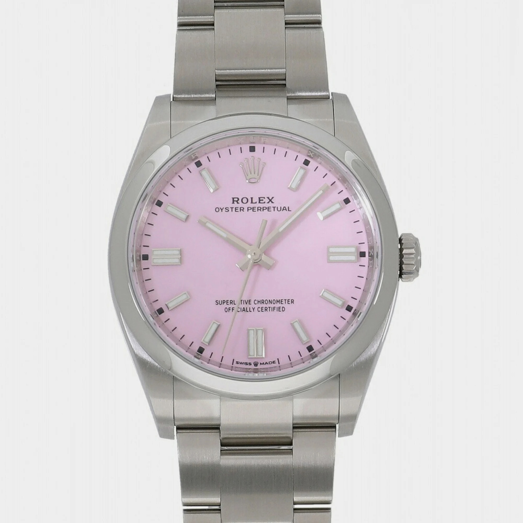 Rolex Pink Stainless Steel Oyster Perpetual 126000 Automatic Men's Wristwatch 36 Mm