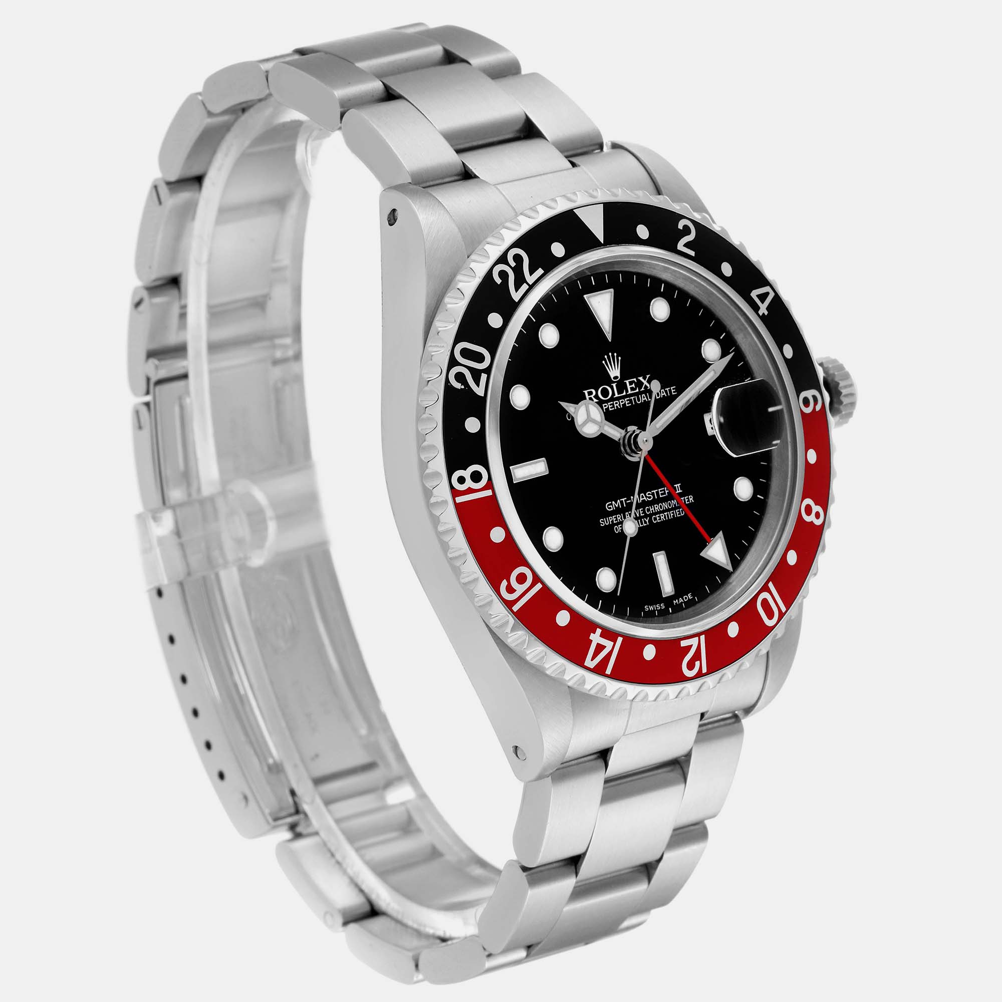 Rolex GMT Master II Black Red Coke Bezel Steel Men's Watch 16710 40 Mm