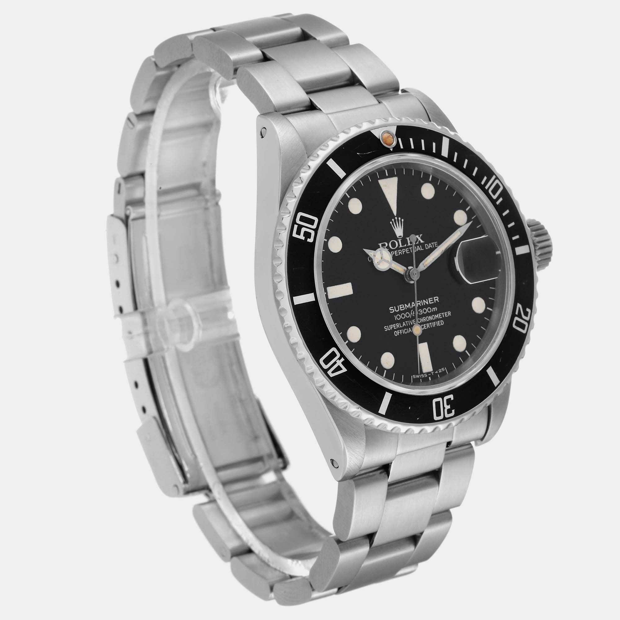 Rolex Submariner Date Steel Vintage Men's Watch 16800 40 Mm
