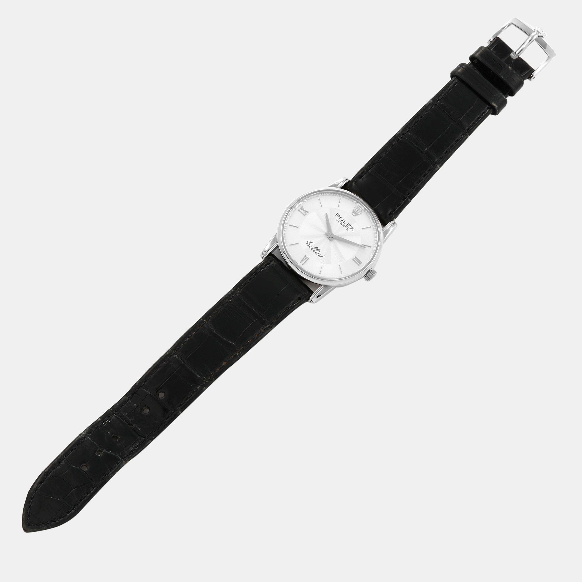 Rolex Cellini Classic White Gold Silver Guilloche Dial Men's Watch 5116 31.8 X 5.5 Mm