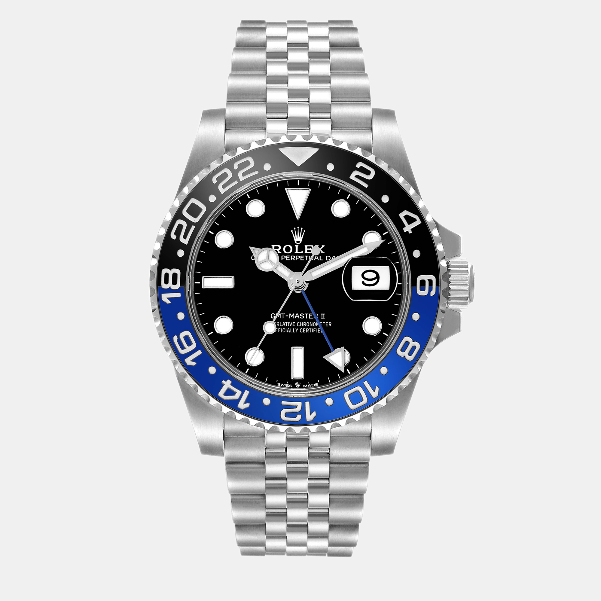 Rolex GMT Master II Batgirl Black Blue Bezel Steel Men's Watch 126710 40 Mm