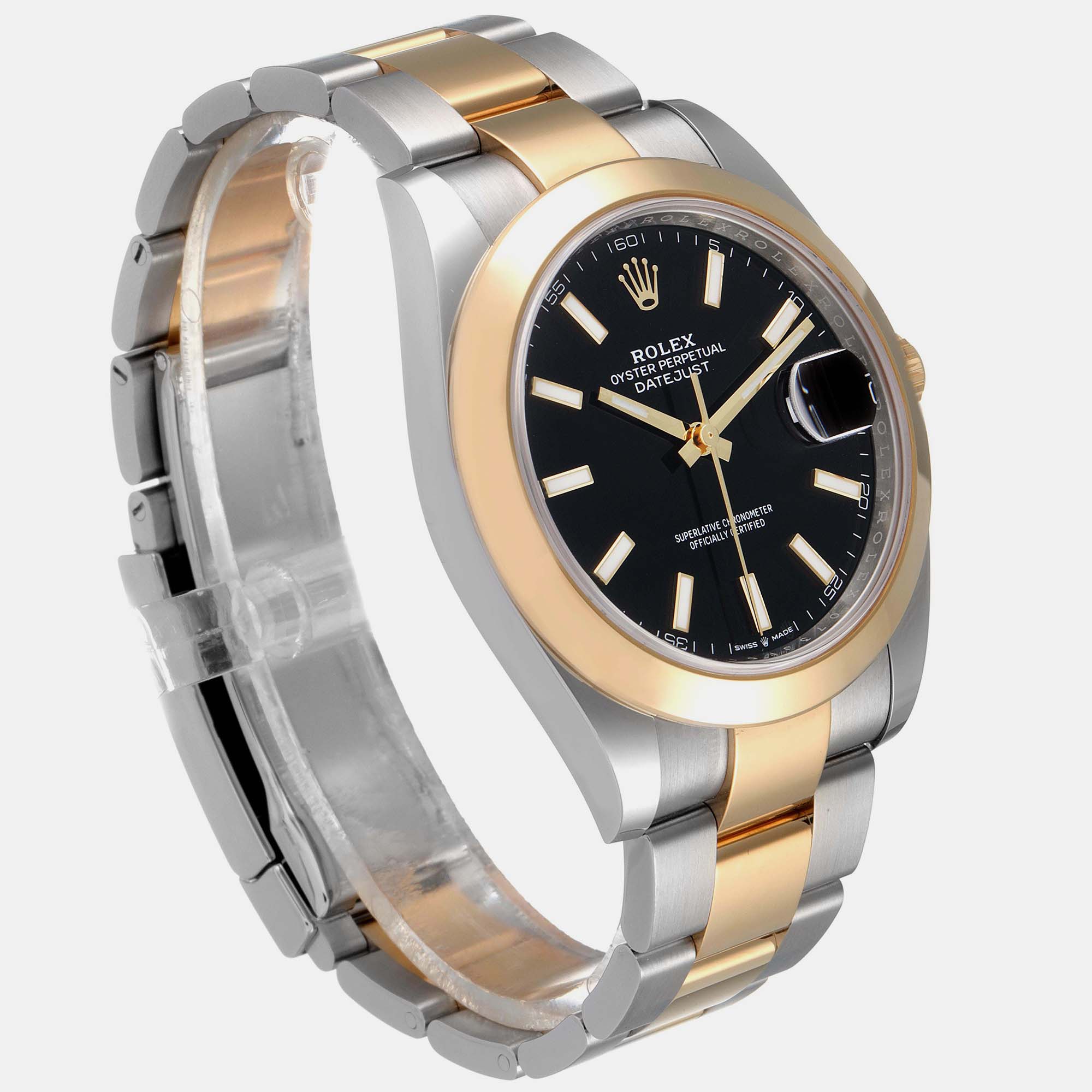 Rolex Datejust 41 Steel Yellow Gold Black Dial Mens Watch 126303