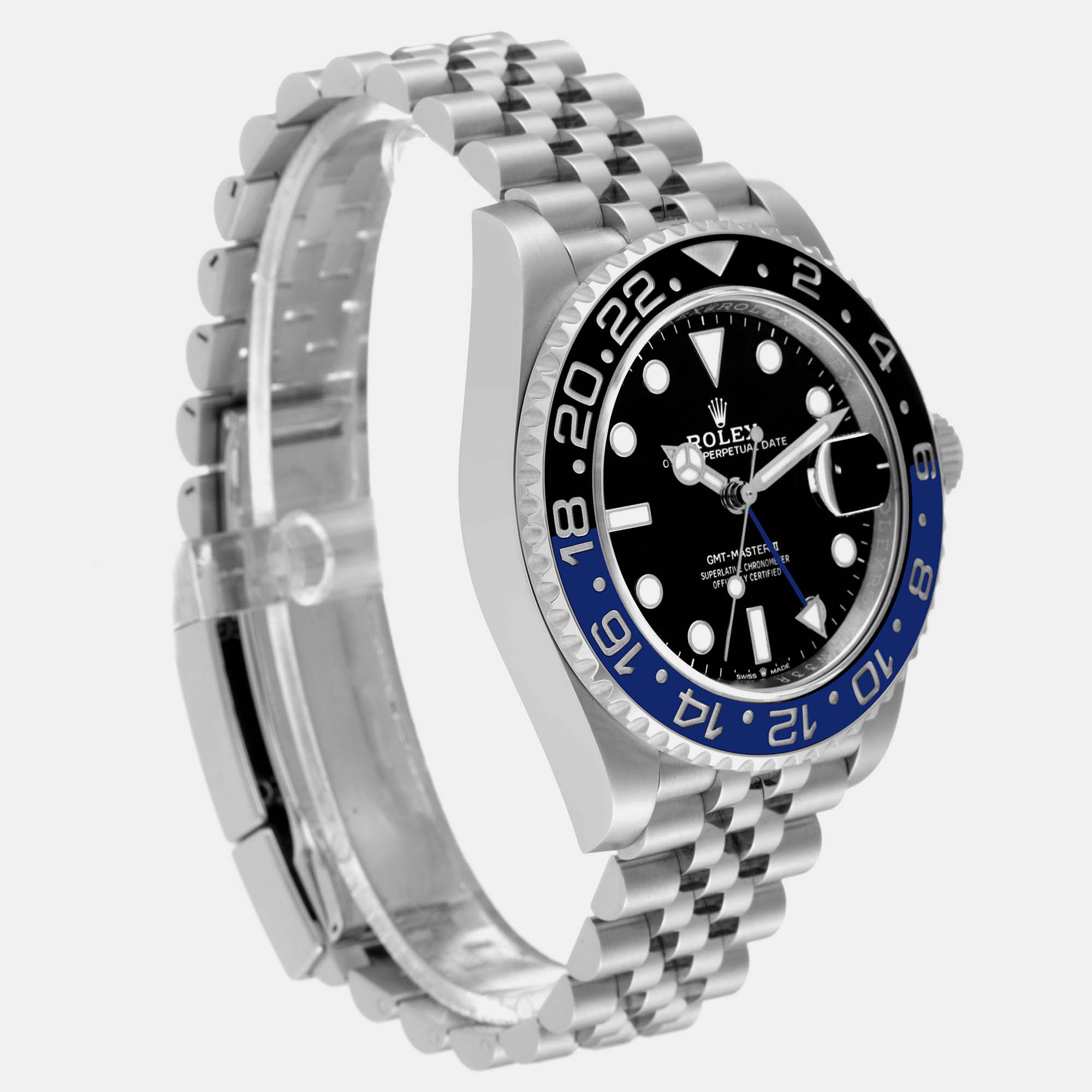 Rolex GMT Master II Batgirl Black Blue Bezel Steel Mens Watch 126710 40 Mm