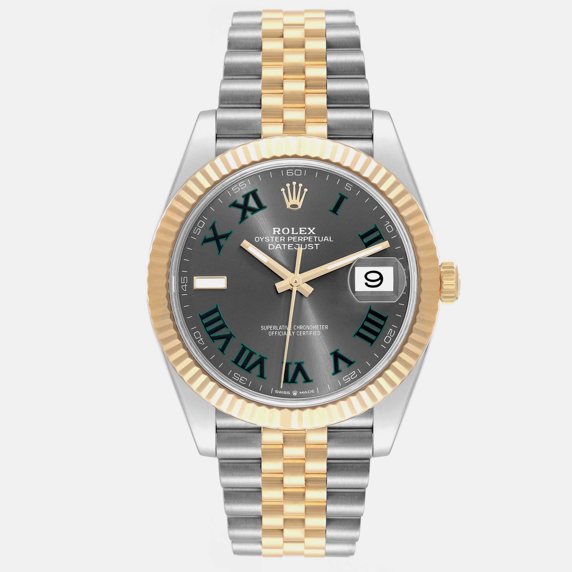 Rolex Datejust Steel Yellow Gold Wimbledon Dial Men's Watch 126333 41 Mm