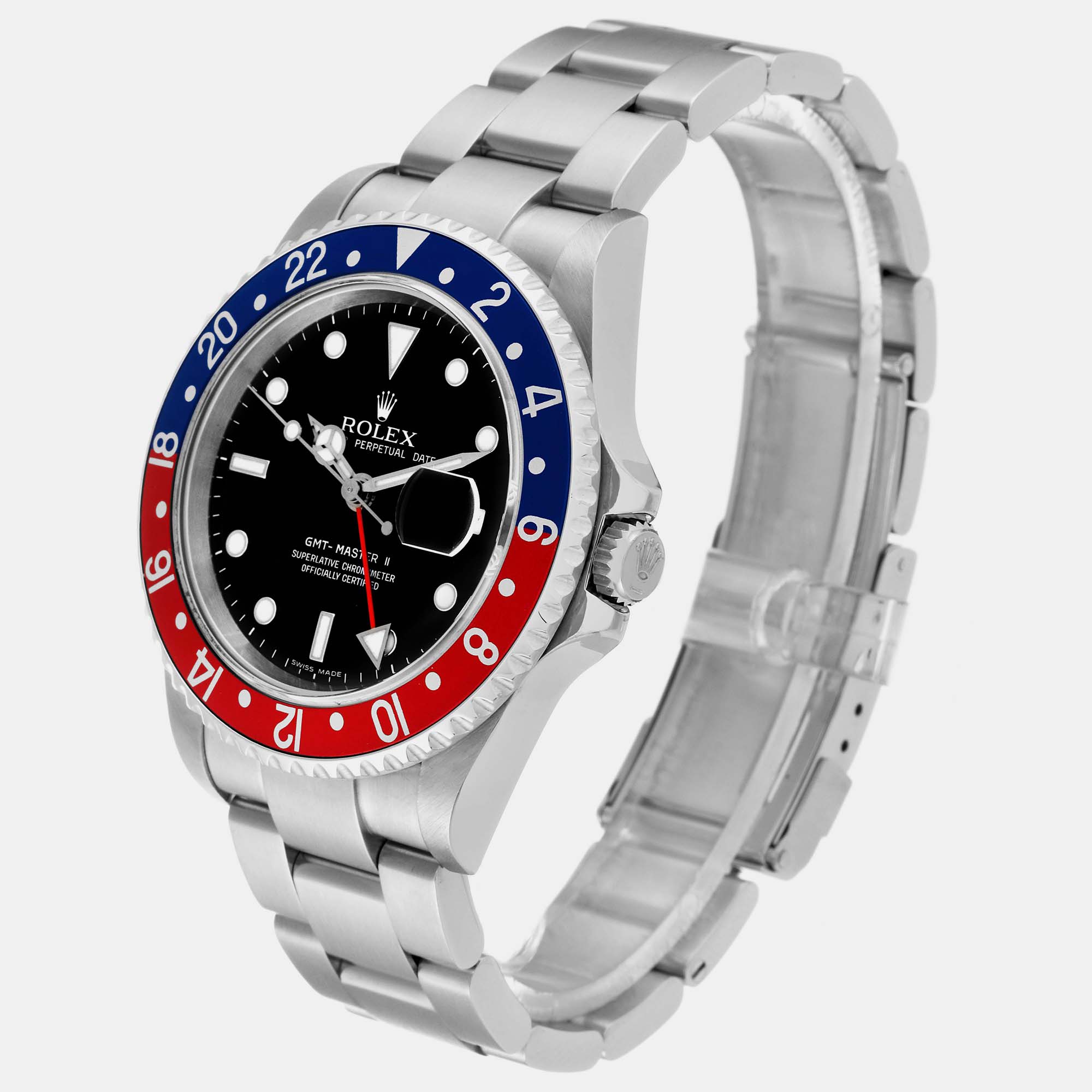 Rolex GMT Master II Blue Red Pepsi Error Dial Steel Men's Watch 16710 40 Mm