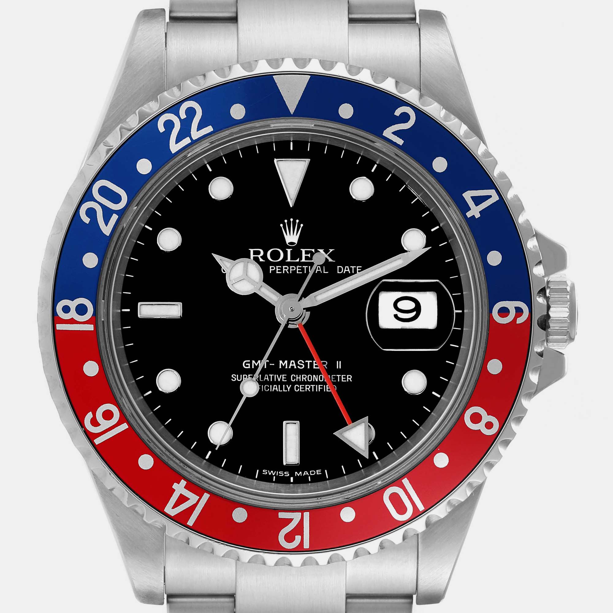 Rolex GMT Master II Blue Red Pepsi Error Dial Steel Men's Watch 16710 40 Mm