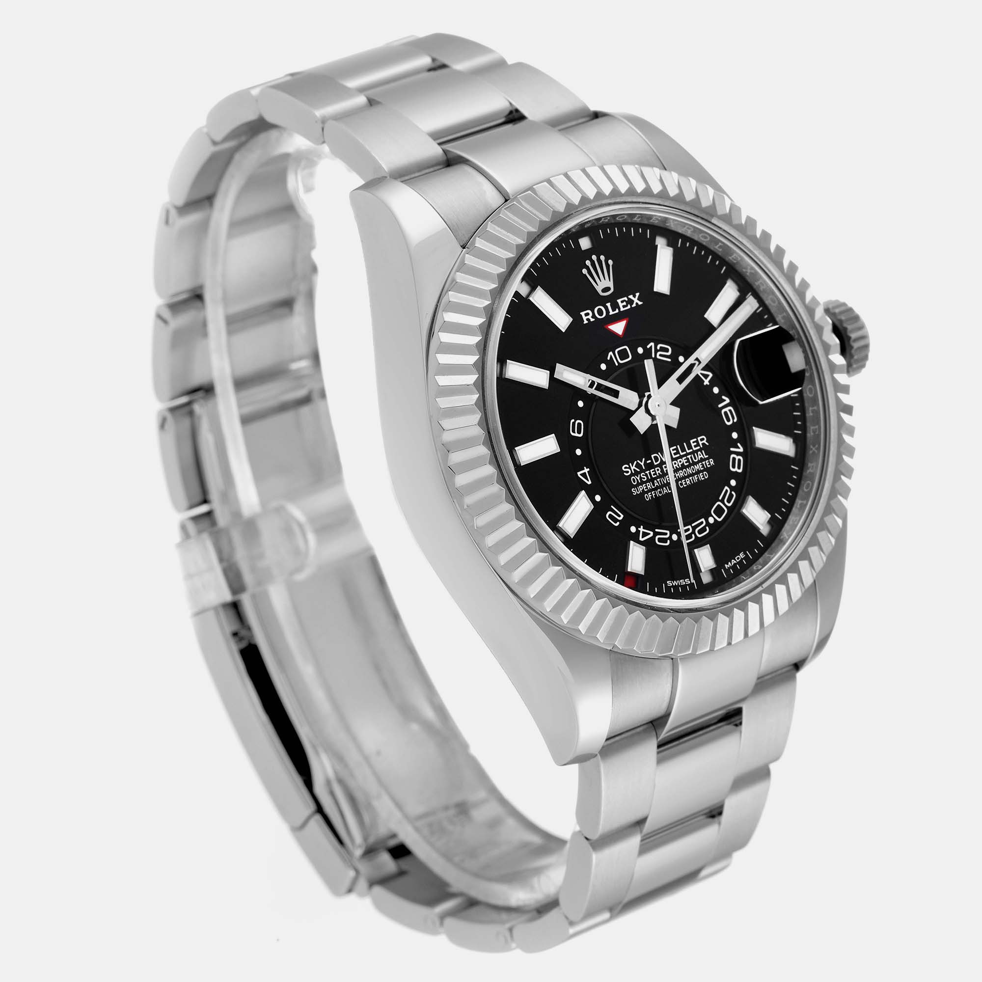 Rolex Sky-Dweller Steel White Gold Black Dial Men's Watch 326934 42 Mm