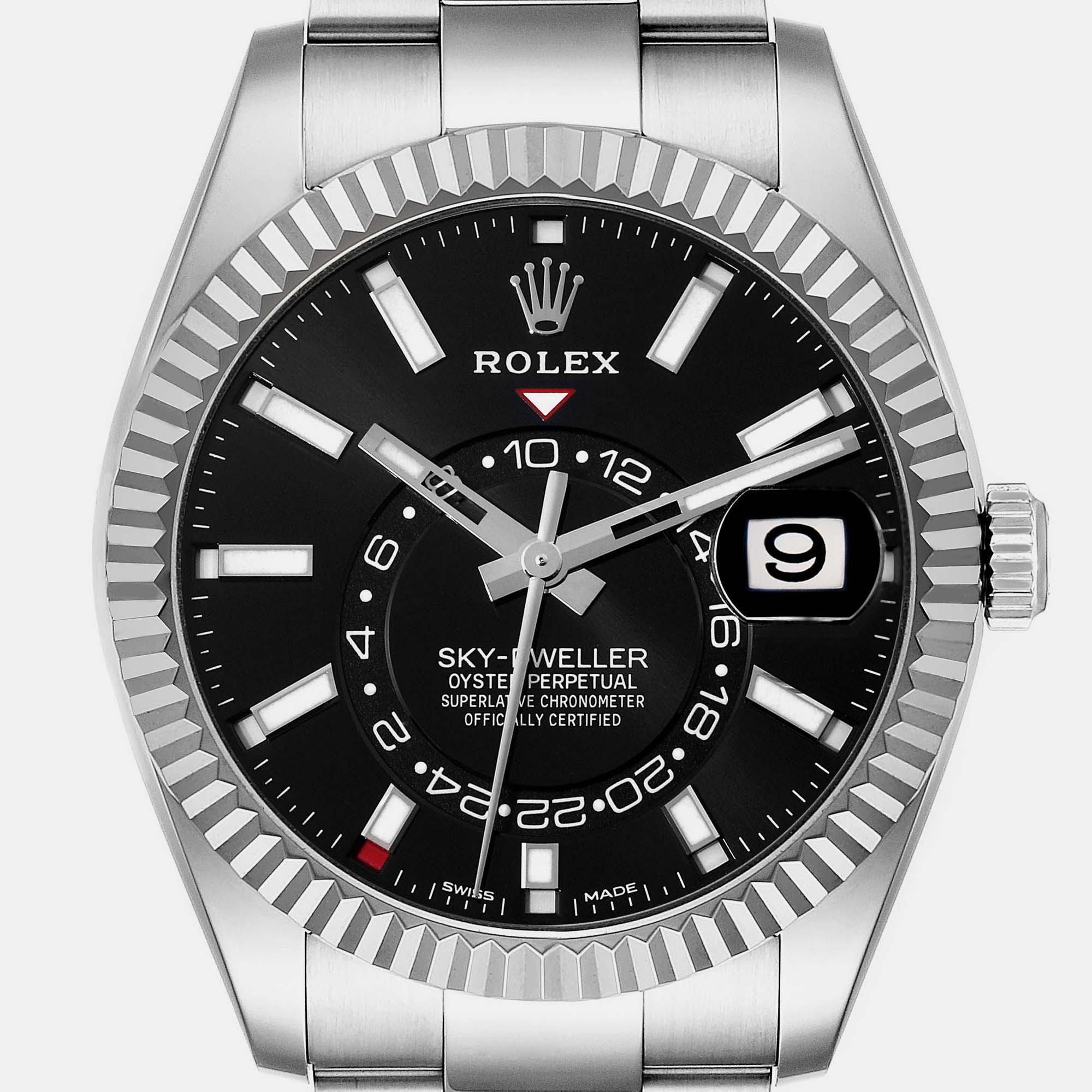 Rolex Sky-Dweller Steel White Gold Black Dial Men's Watch 326934 42 Mm