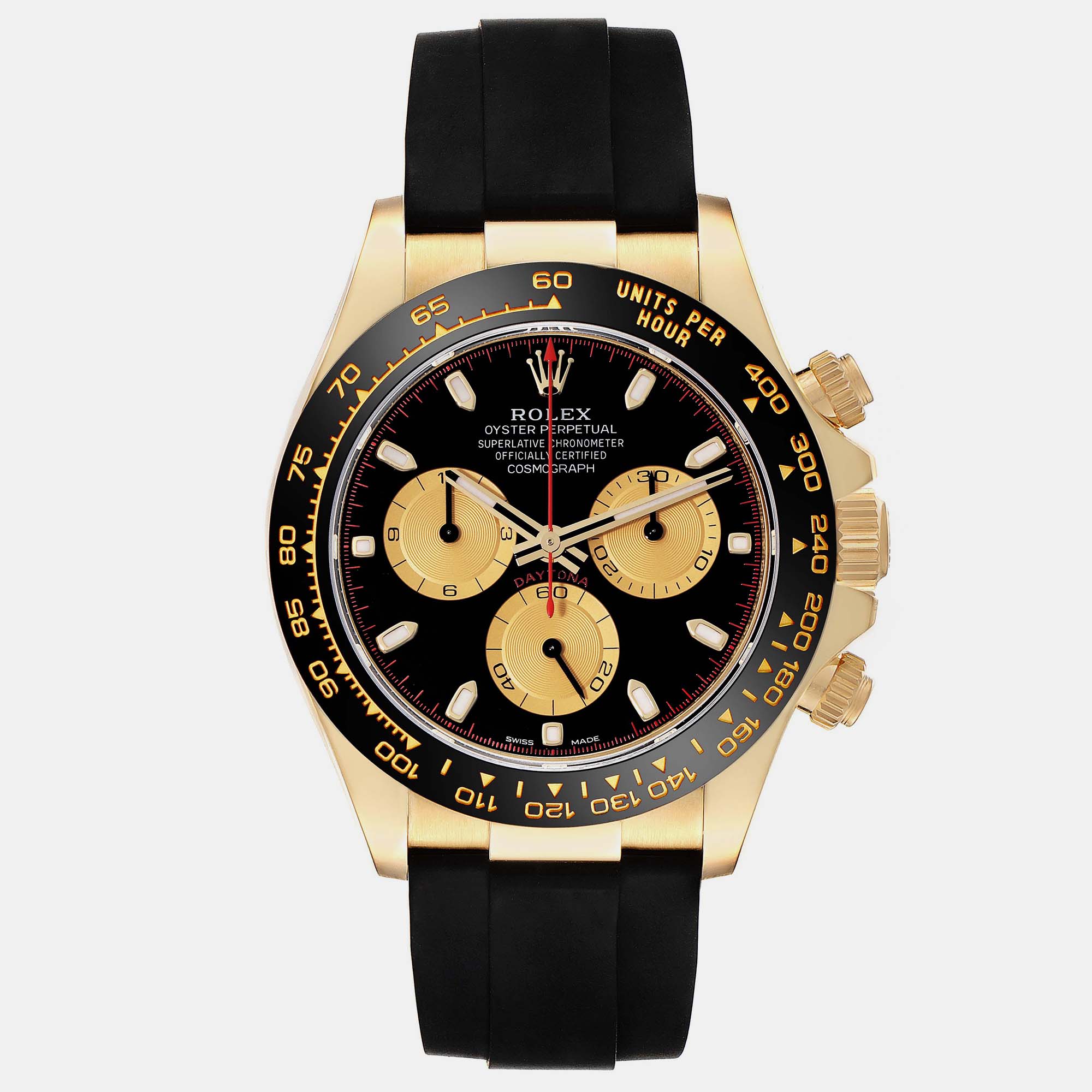 Rolex Daytona Yellow Gold Black Dial Ceramic Bezel Men's Watch 116518 40 Mm