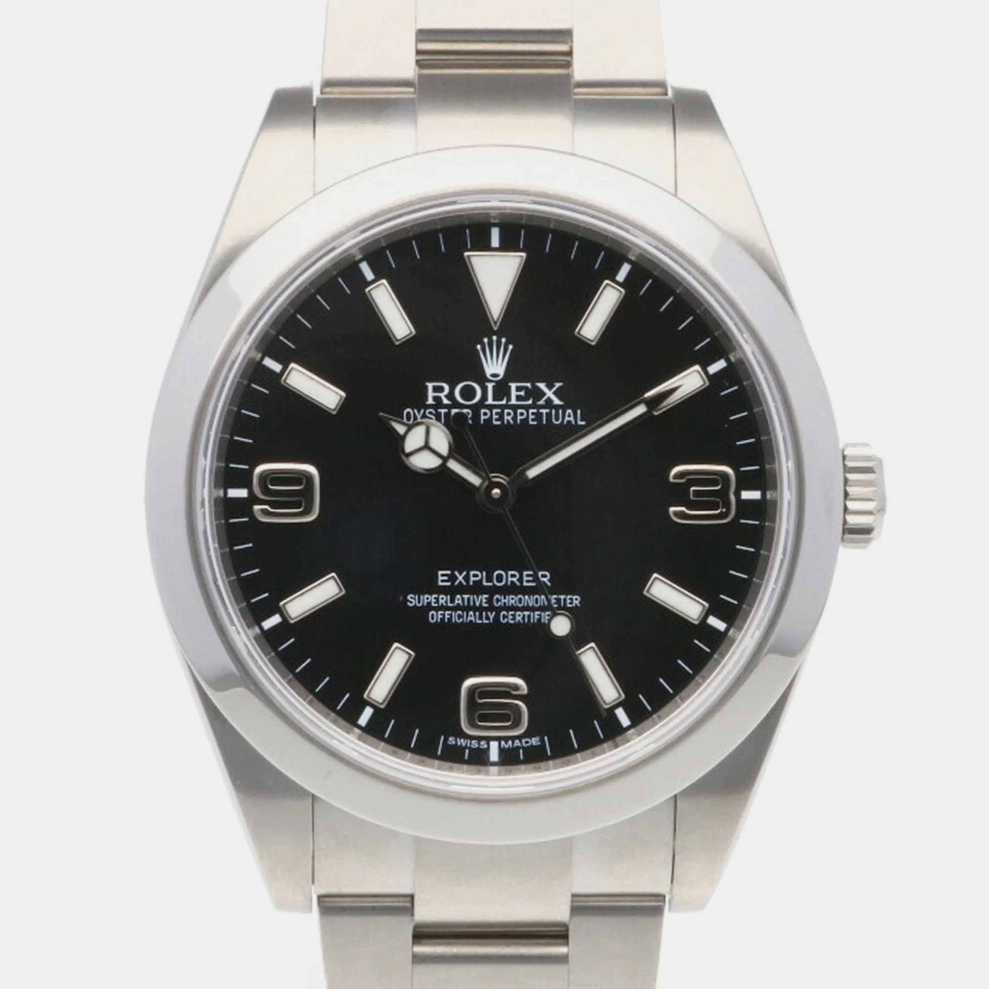 Rolex Black Stainless Steel Explorer 214270 Automatic Men's Wristwatch 39 Mm