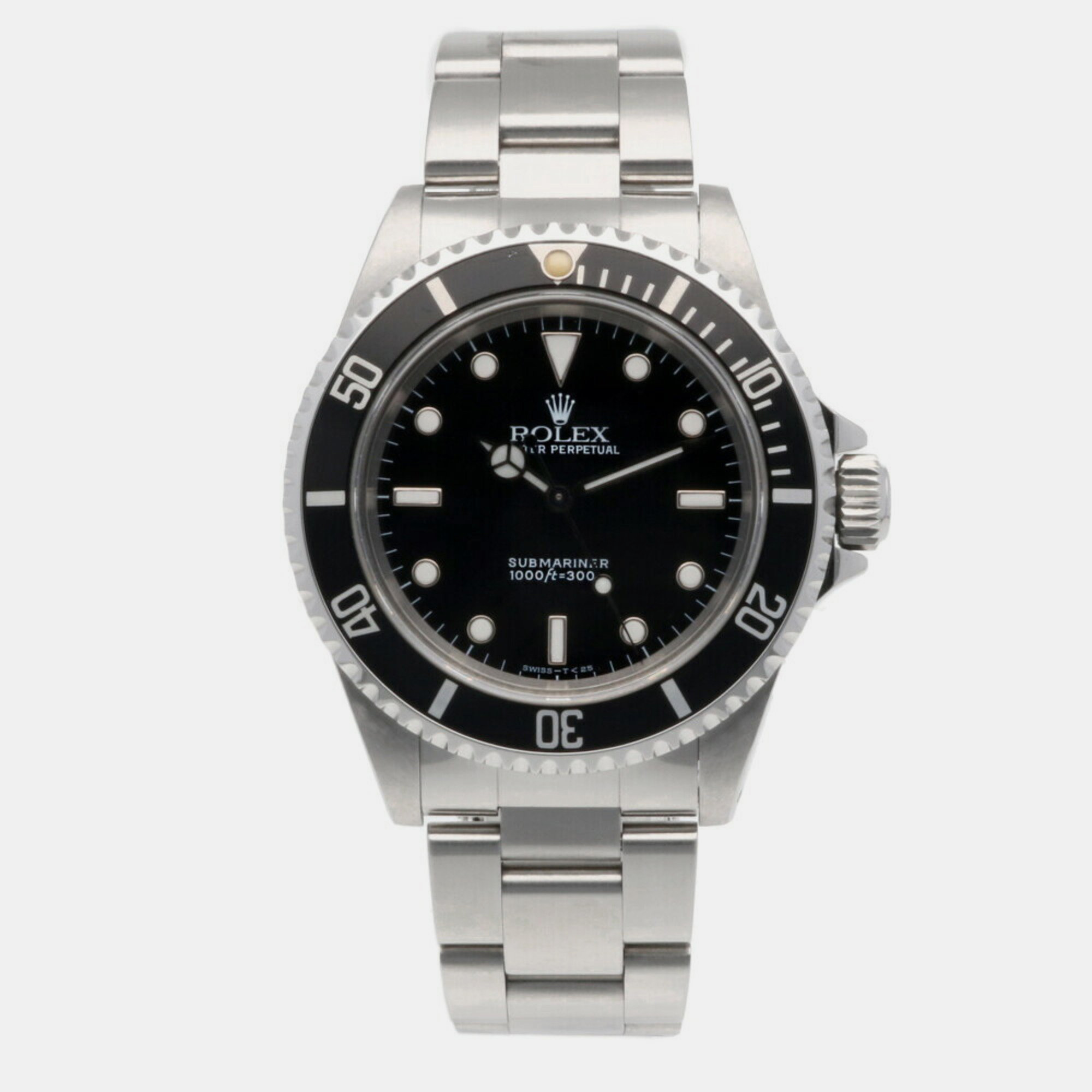 Rolex Black Stainless Steel Submariner 14060 Automatic Men's Wristwatch 39 Mm