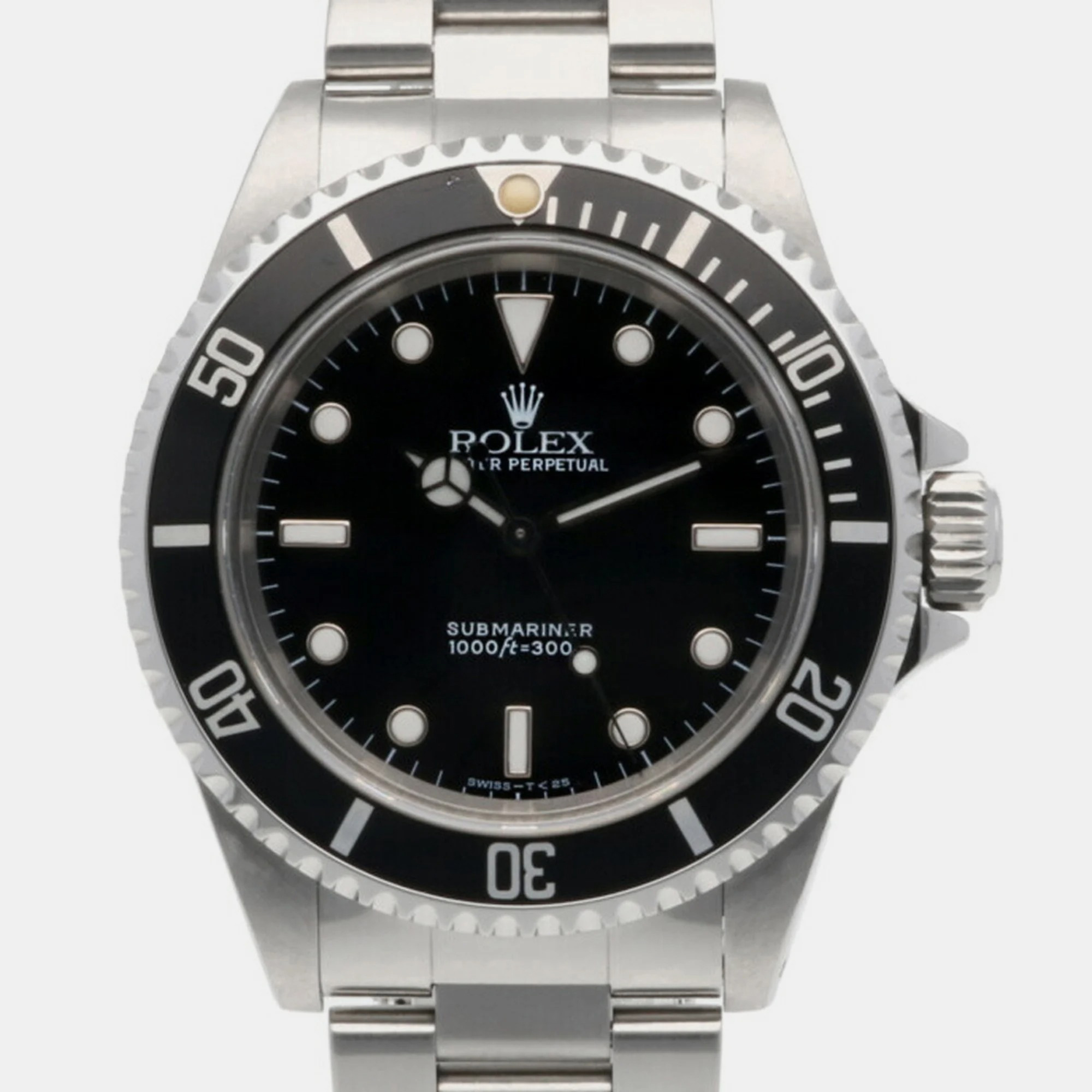 Rolex Black Stainless Steel Submariner 14060 Automatic Men's Wristwatch 39 Mm