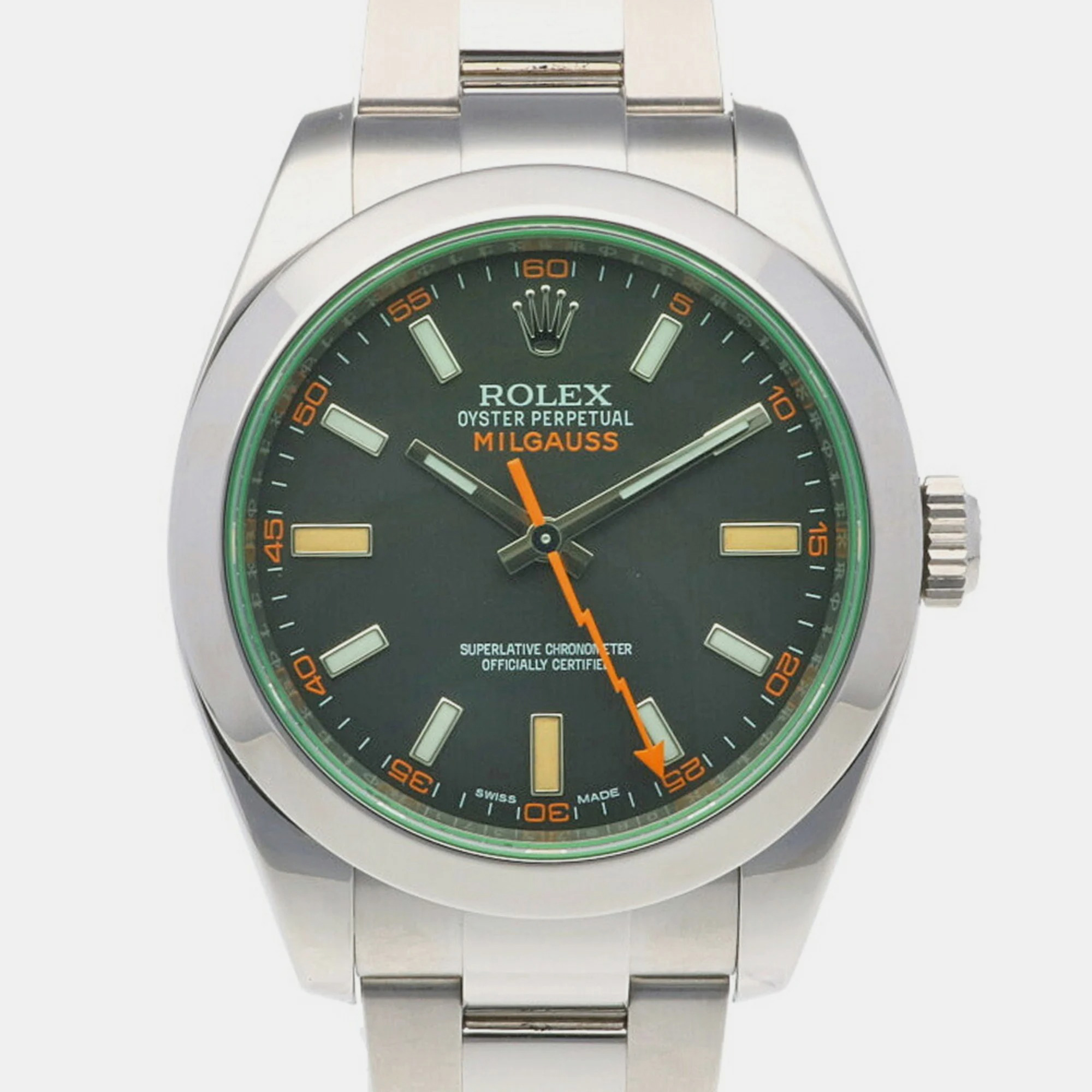 Rolex Green Stainless Steel Milgauss 116400GV Automatic Men's Wristwatch 40 Mm