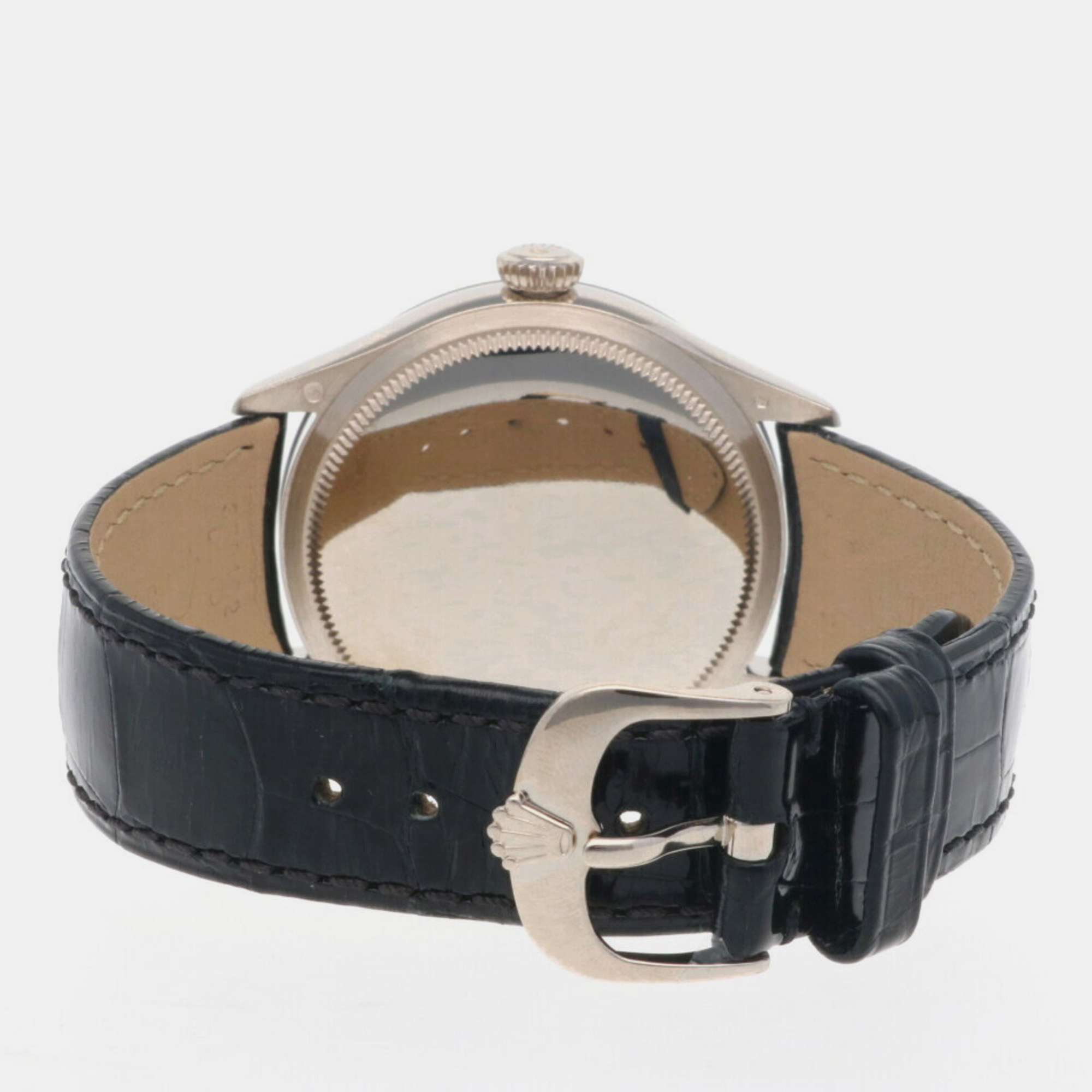 Rolex Black 18k White Gold Cellini 50509 Automatic Men's Wristwatch 39 Mm