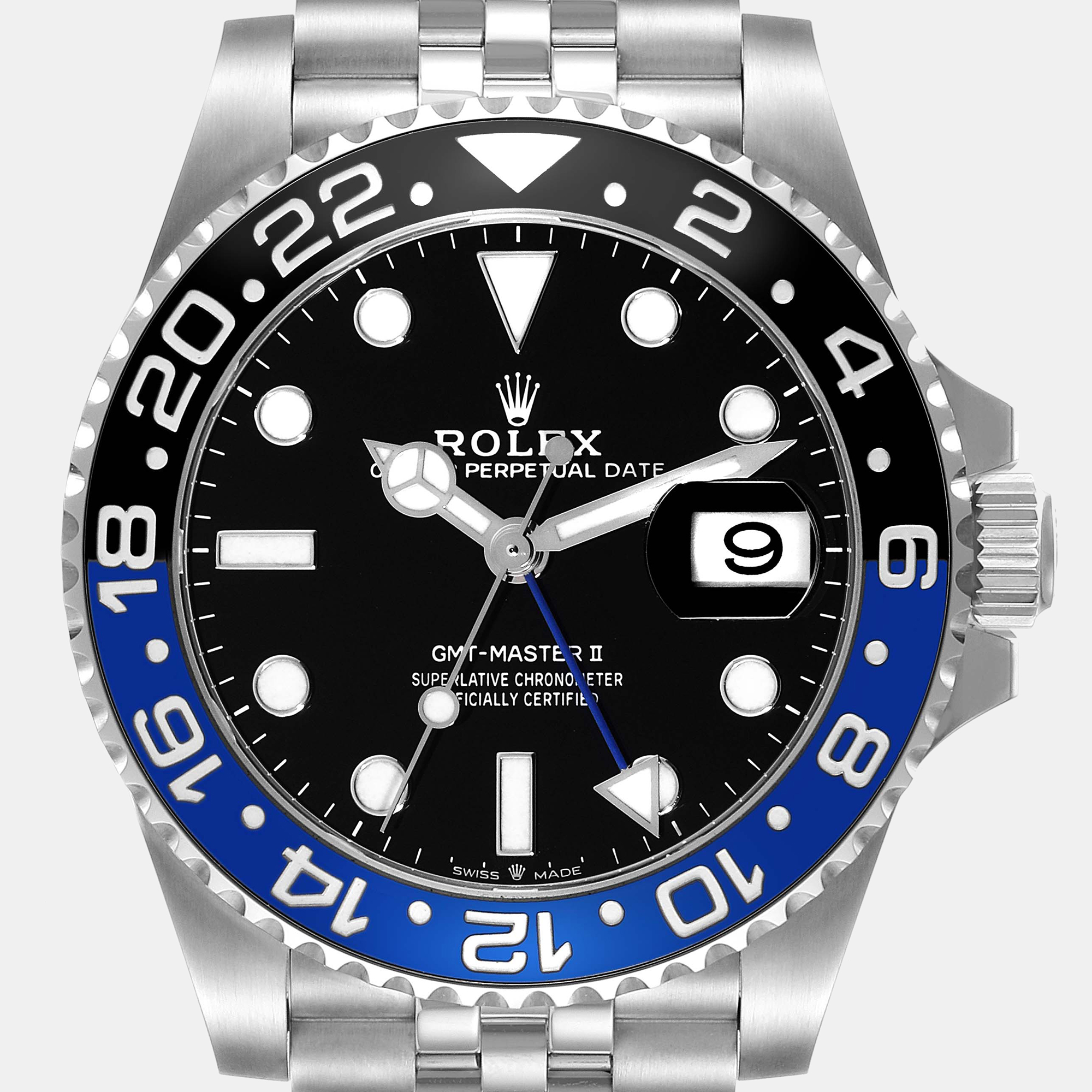 Rolex GMT Master II Batgirl Black Blue Bezel Steel Men's Watch 126710 40 Mm