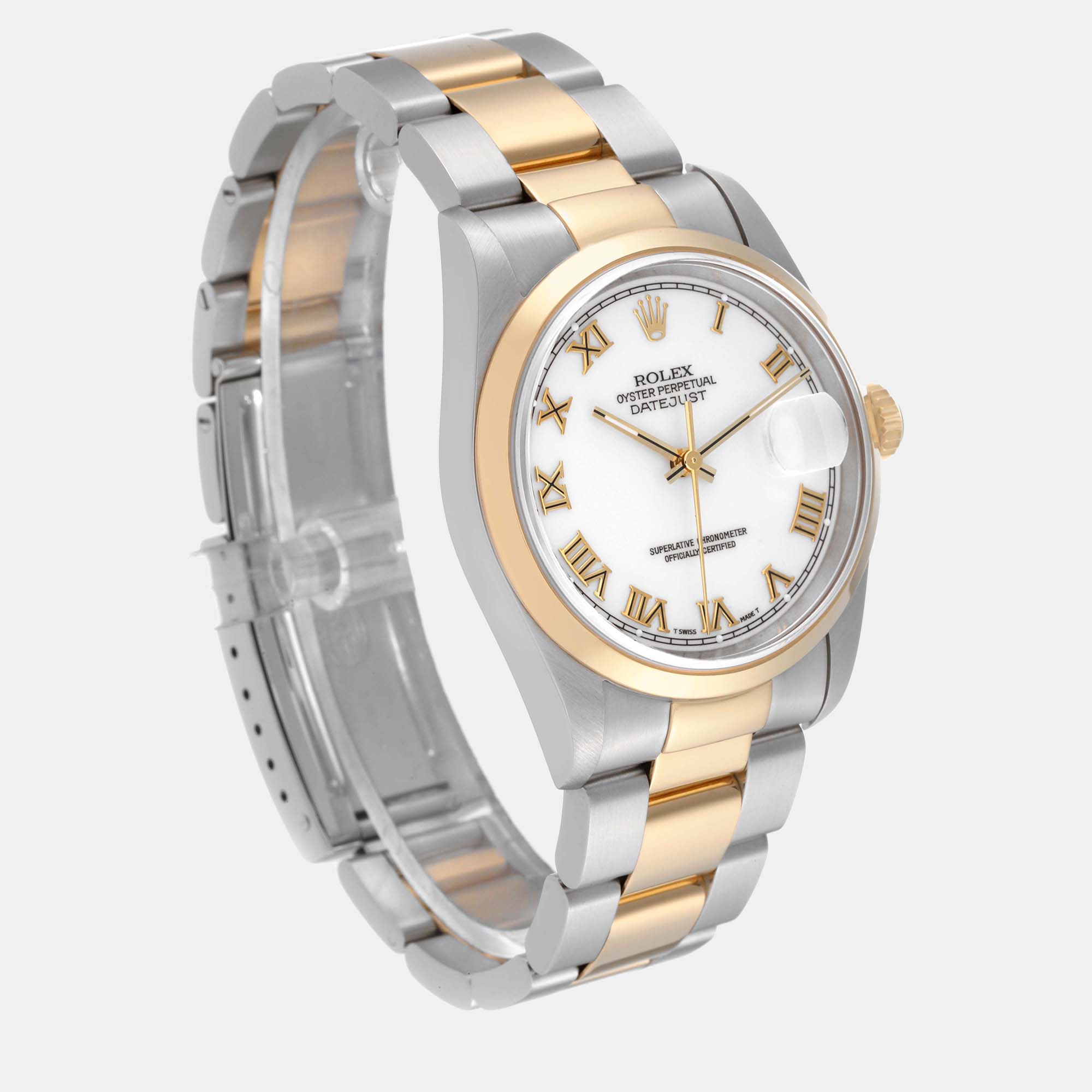Rolex Datejust Steel Yellow Gold White Dial Men's Watch 16203 36 Mm